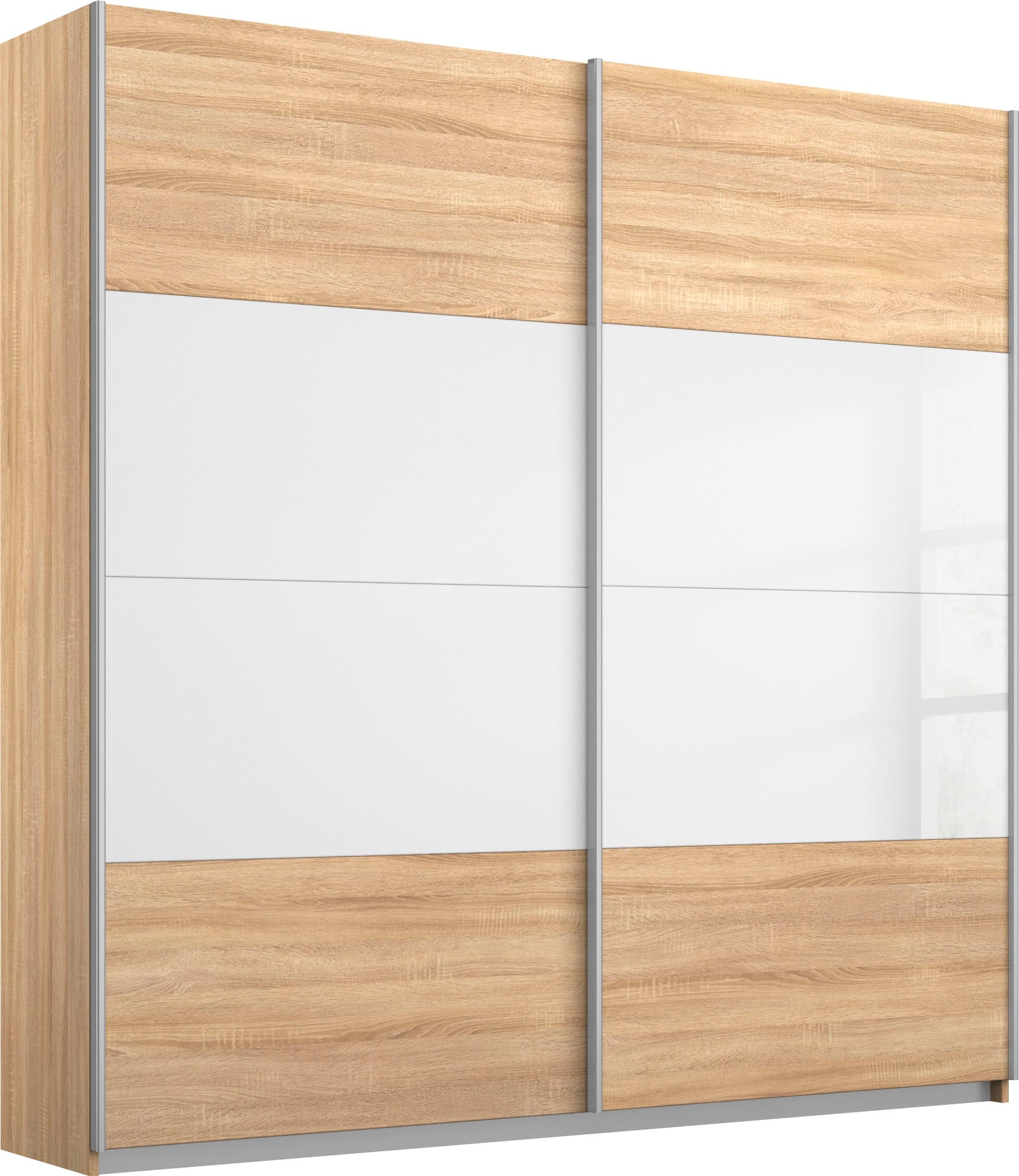 rauch Schwebetürenschrank "Quadra Schlafzimmerschrank in vielen Breiten" Kleiderschrank Garderobenschrank Schrank mit Glaselementen