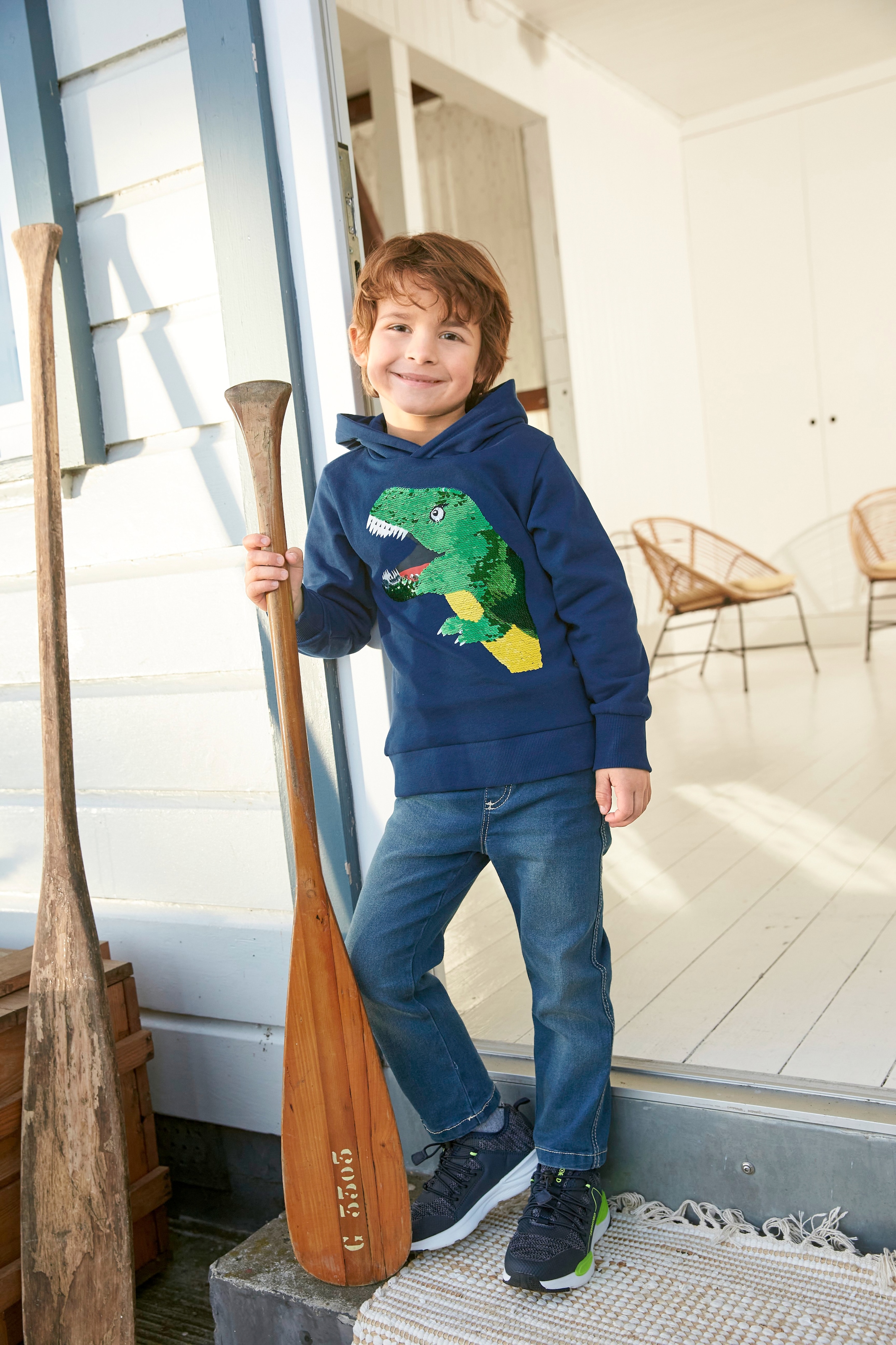 KIDSWORLD Kapuzensweatshirt Dino | BAUR tollem Wendepailletten« »mit aus