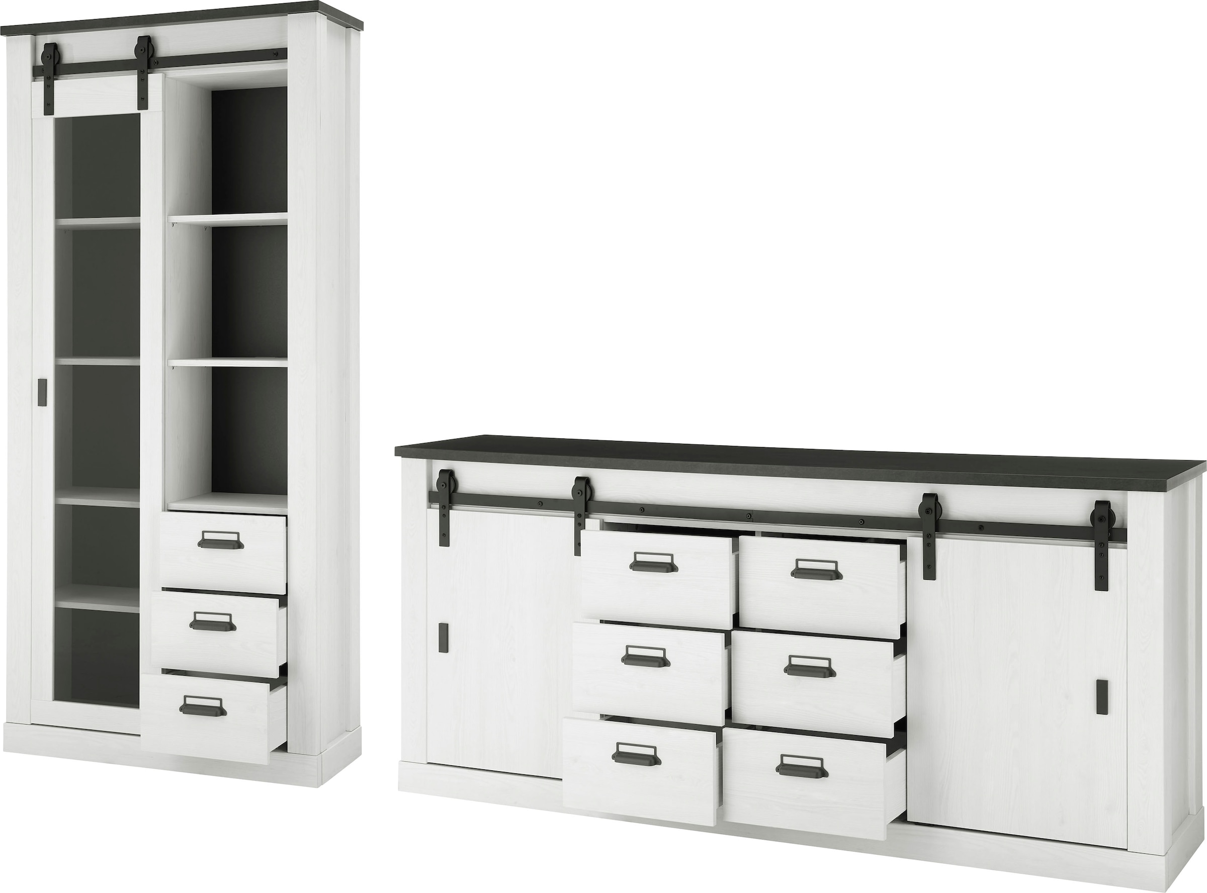 Home affaire Wohnwand "SHERWOOD" 2 Stk. tlg. Scheunentorbeschlag und Apothe günstig online kaufen