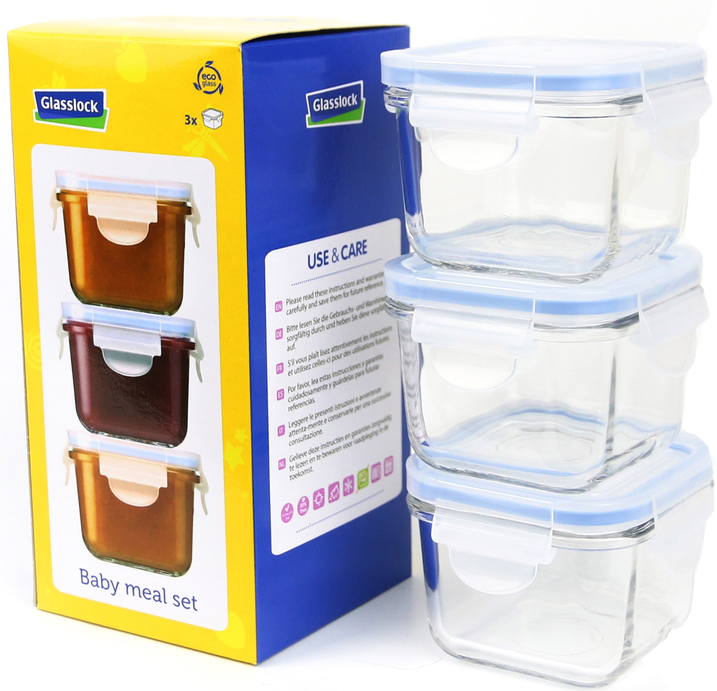 Glasslock Frischhaltedose »Baby Meal«, (3 tlg.), rechteckig, á 150ml