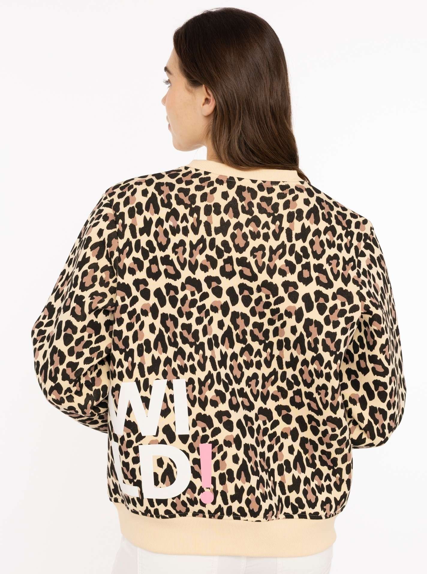 Zwillingsherz Hoodie »"WILD AOP"«, Crew-Neck, Rippbündchen, Print vorne und hinten, Leomuster
