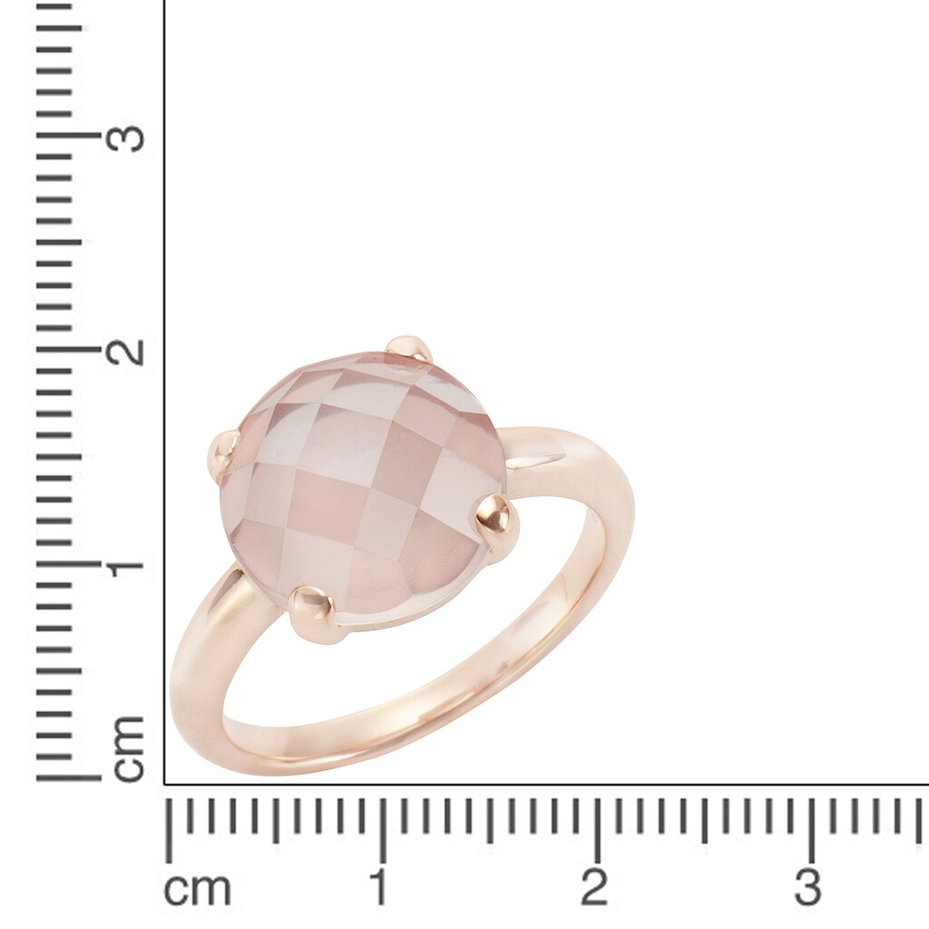 Jamelli Fingerring »925 Silber rosé vergoldet Rosenquarz«