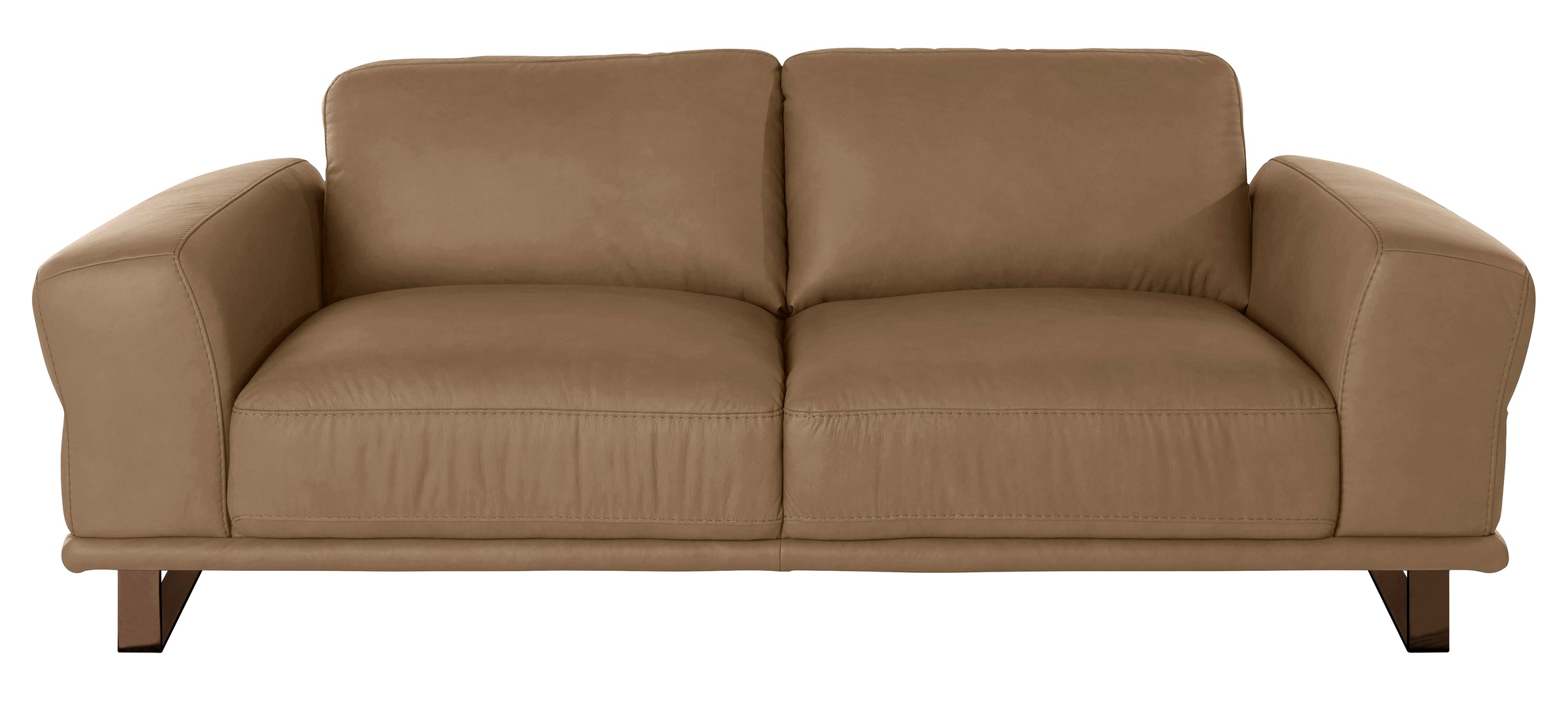 2,5-Sitzer W.SCHILLIG "montanaa", braun (fango z69), B:212cm H:78cm T:94cm, Sofas, mit Metallkufen in Bronze pulverbeschichtet, Breite 212 cm