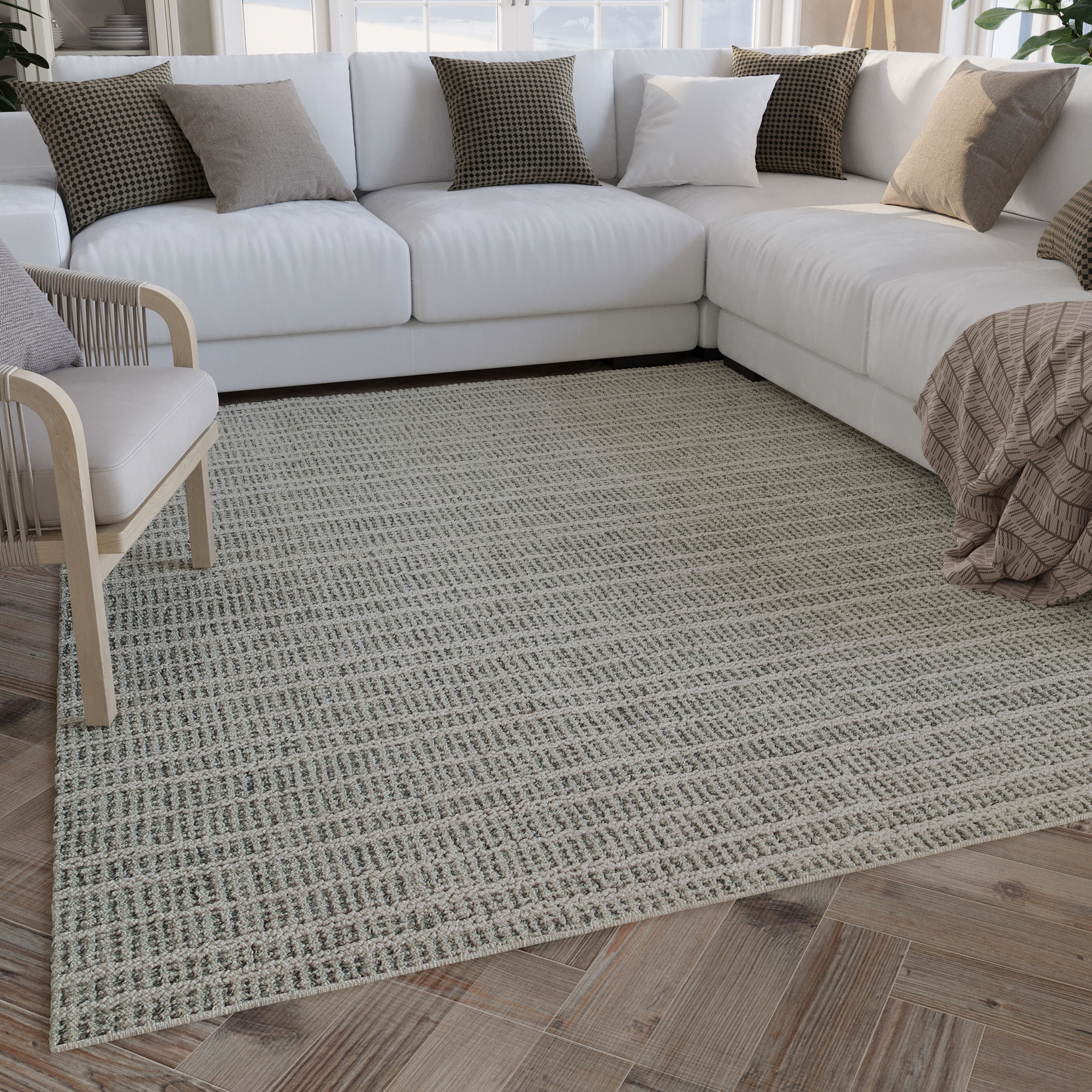 Wecon home Wollteppich »Hamptons FORTYFIVE«, rechteckig, 15 mm Höhe, Läufer, Schurwolle, Kurzflor, Wohn- & Schlafzimmer, elegant, Streifen
