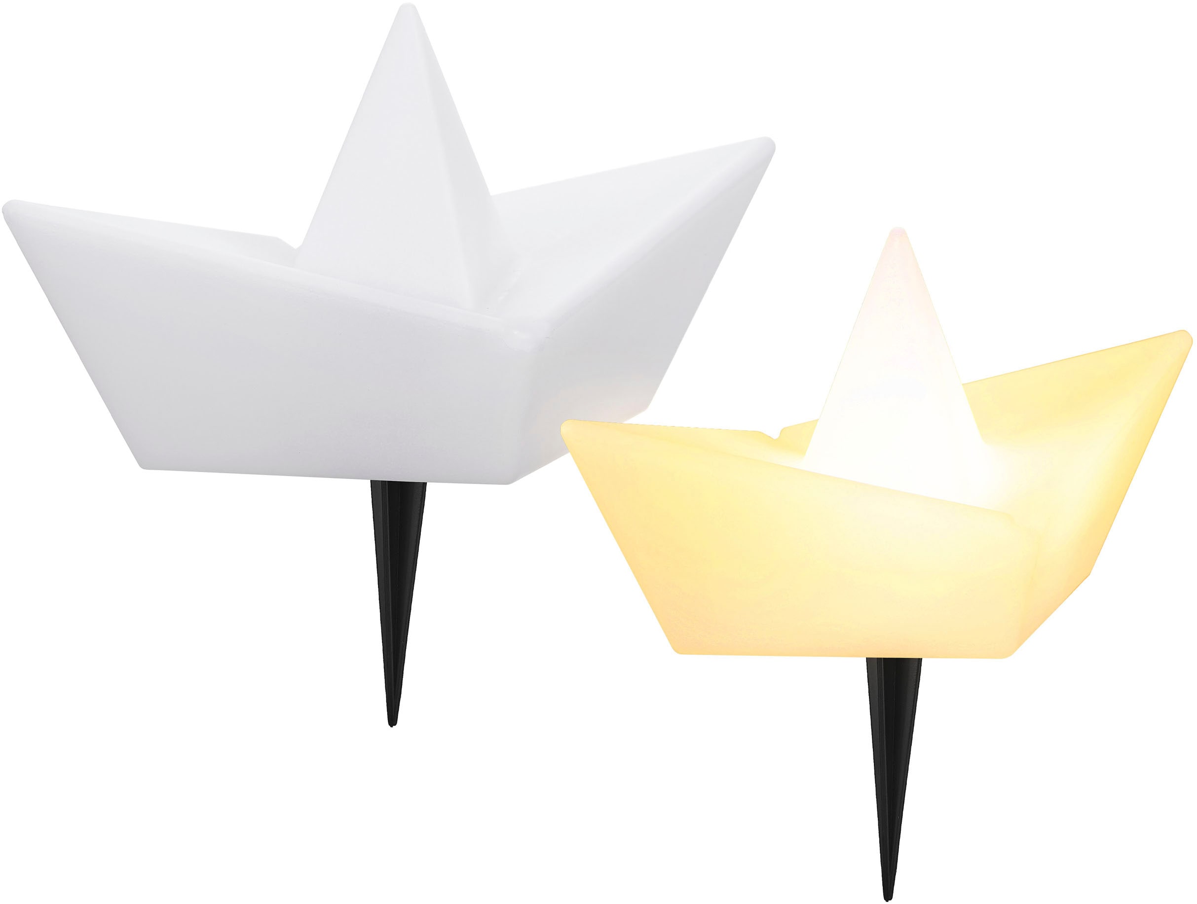 OTTO home LED Solarleuchte "Quirrell, 2er Set LED-Solar Schiff" LED-Modul 2 Stk. RGB Warmweiß mit Erdspießen