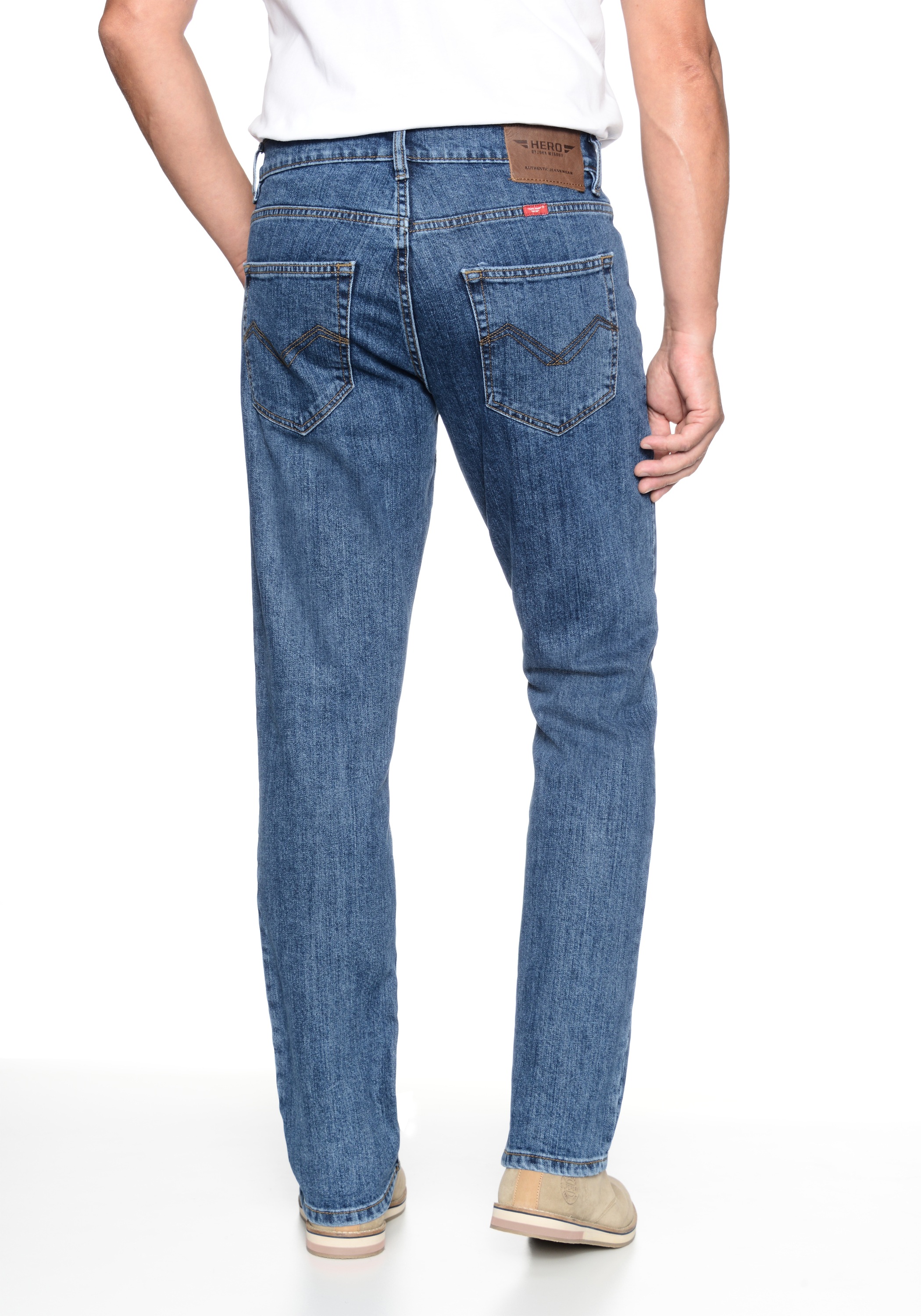 HERO by John Medoox 5-Pocket-Jeans »Denver Regular Straight Stretch«, Straight Fit Casual Clean Wash Denim Jeans für Herren