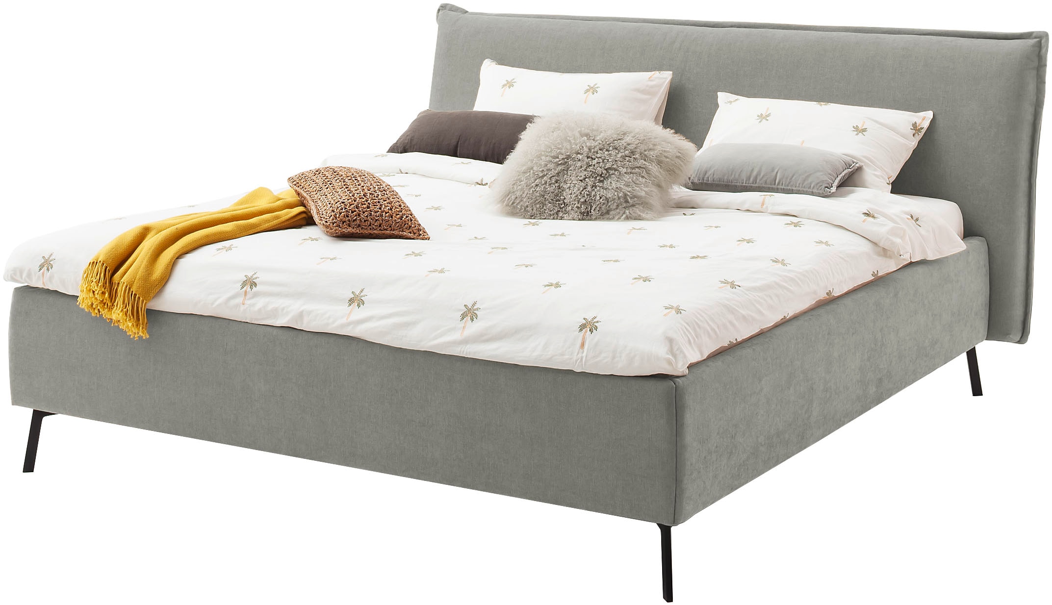 Polsterbett HOME AFFAIRE, B:223cm L:231cm, grau, 85% Polyester, 15% Viskose, Betten, "Aurela, liebevoll verarbeitete Biese & wahweise Überlänge",