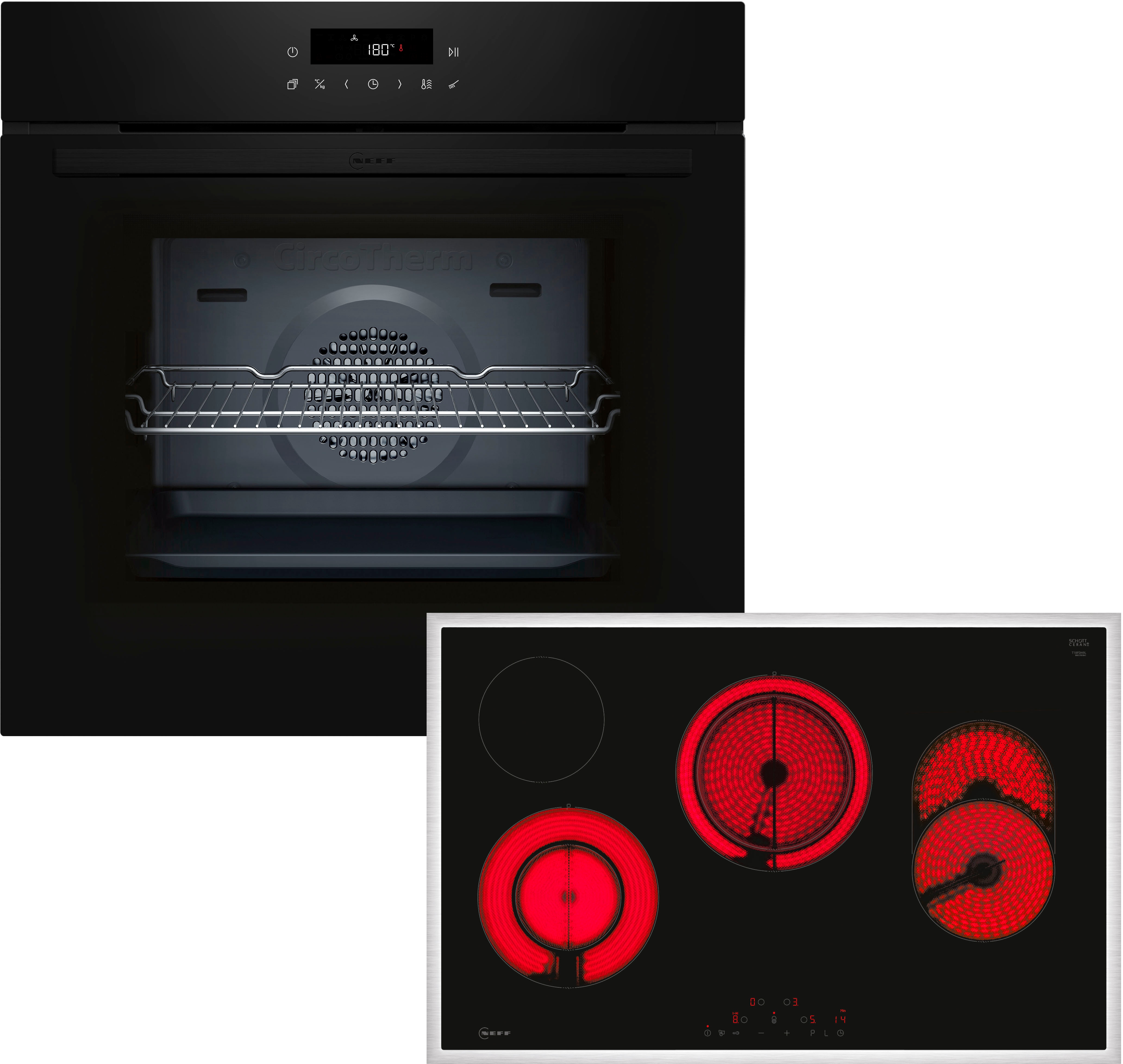 NEFF Backofen-Set "B2CCJ7AK3" mit Teleskopauszug nachrüstbar Pyrolyse-Selbstreinigung AirFry für Knuspriges & Bräterzone für großes Bratgeschirr
