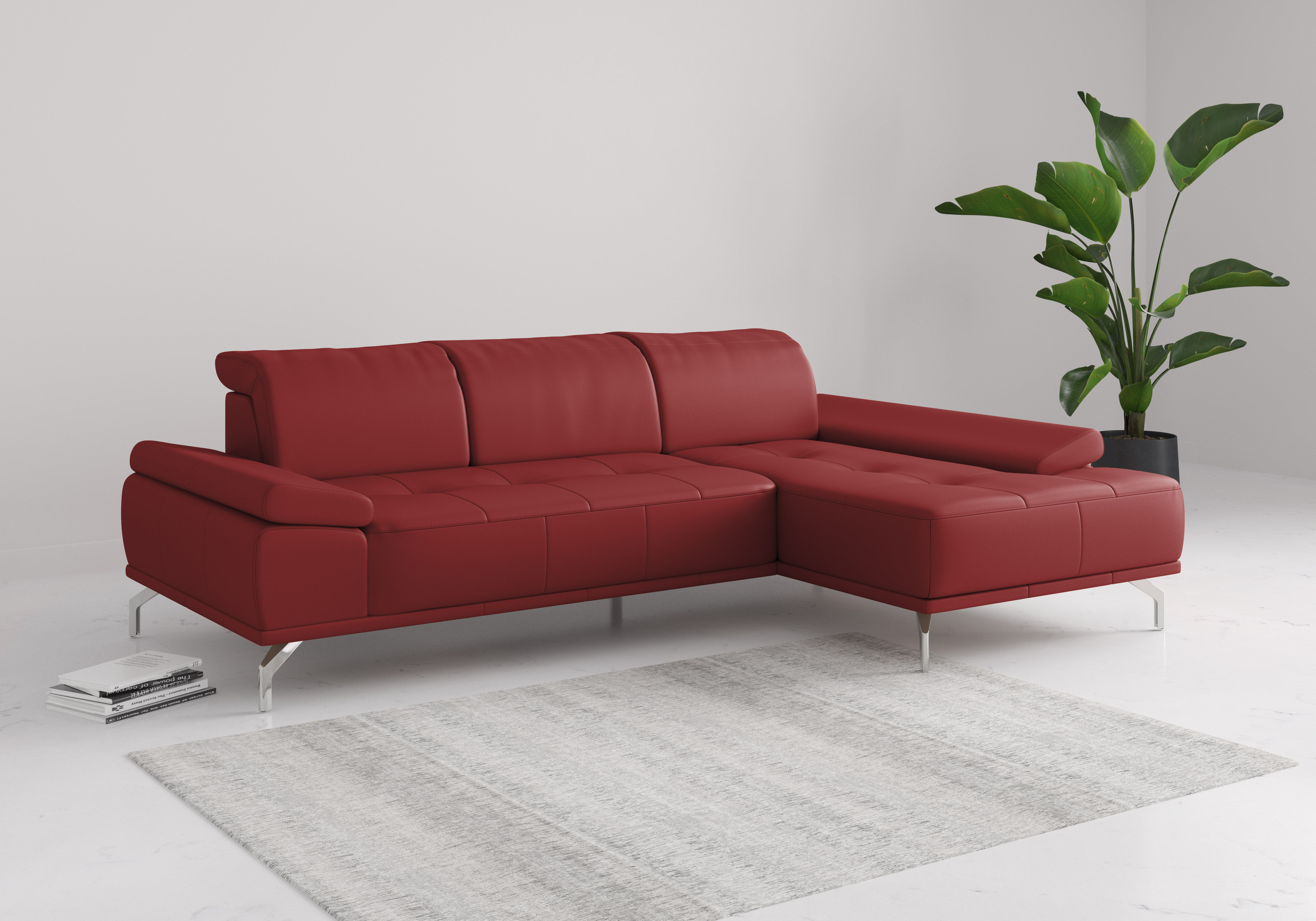 OTTO home Ecksofa "Caluna, L-Form, B:280cm, Federkern, in Stoff und Leder" Inkl.Sitztiefenverstellung, wahlweise mit Kopf- und Armteilverstellung
