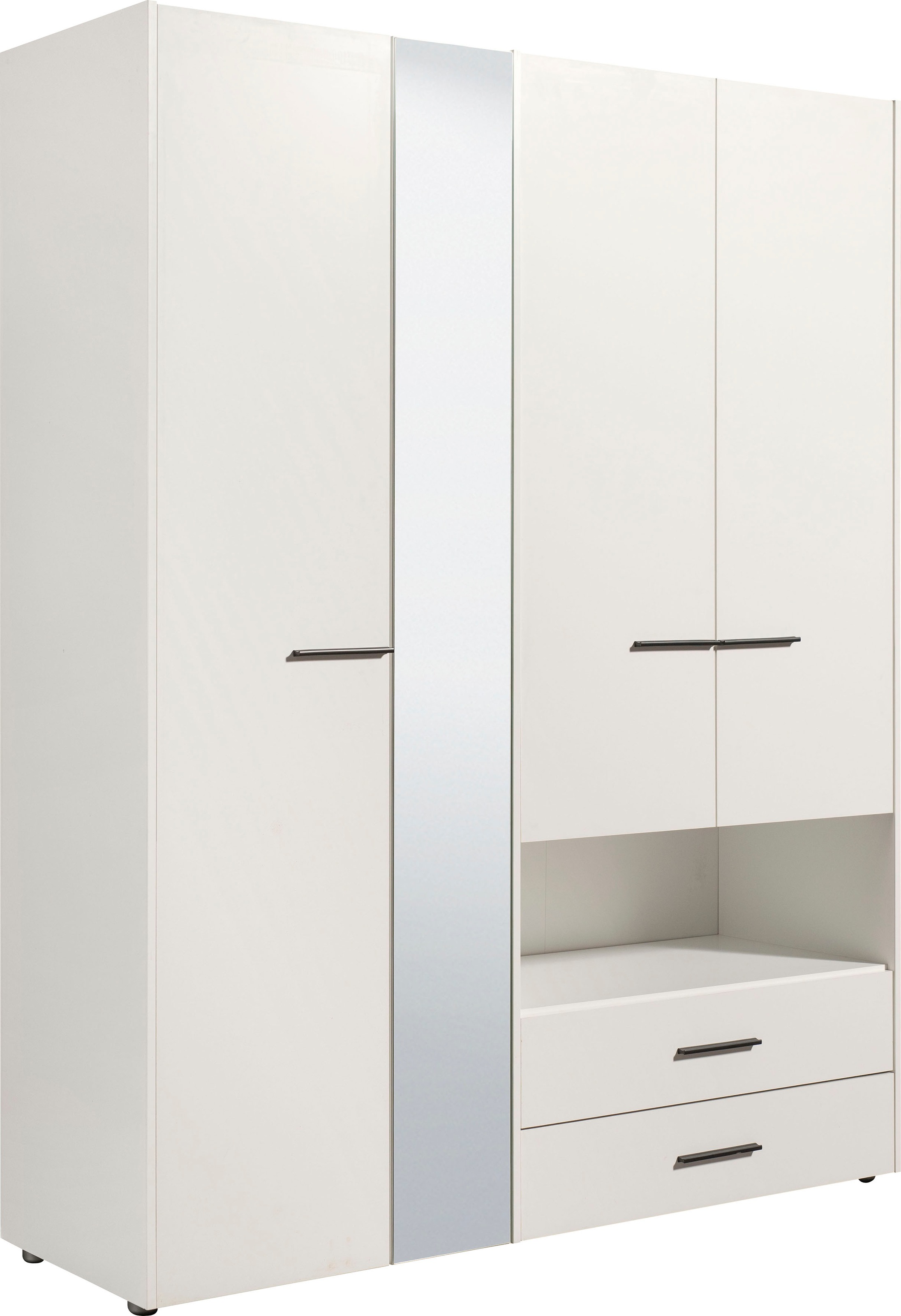 INOSIGN Kleiderschrank »Leon, FSC® -zertifiziertem Holzwerkstoff«, mit Spiegel, Innenausstattung und 2 Schubladen, 127,5x55x205,5cm
