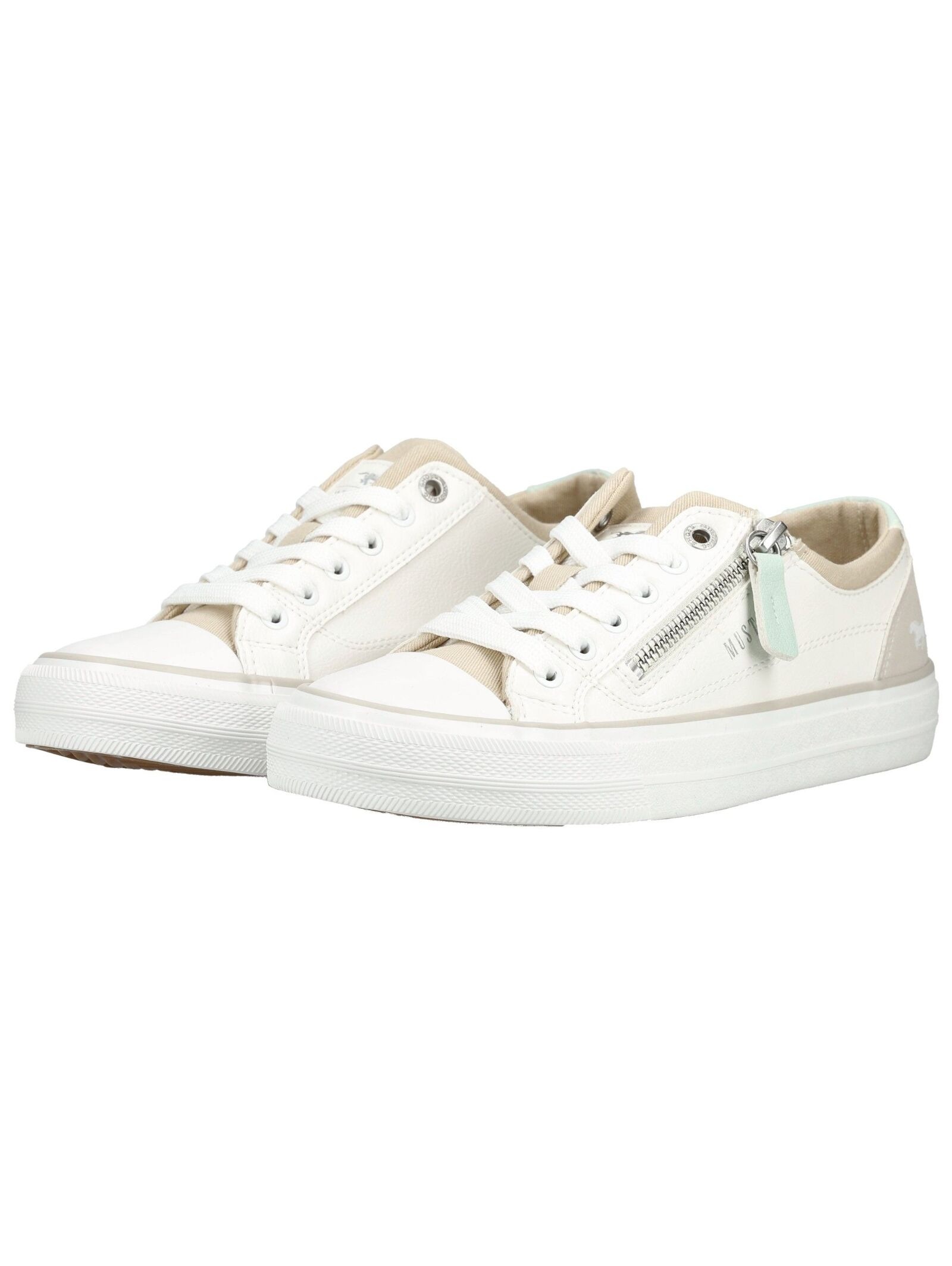 Sneaker MUSTANG SHOES "Mustang Shoes Sneaker Lederimitat/Textil", Herren, Gr. 43, weiß, Lederimitat, Textil, Schuhe Sneaker 3