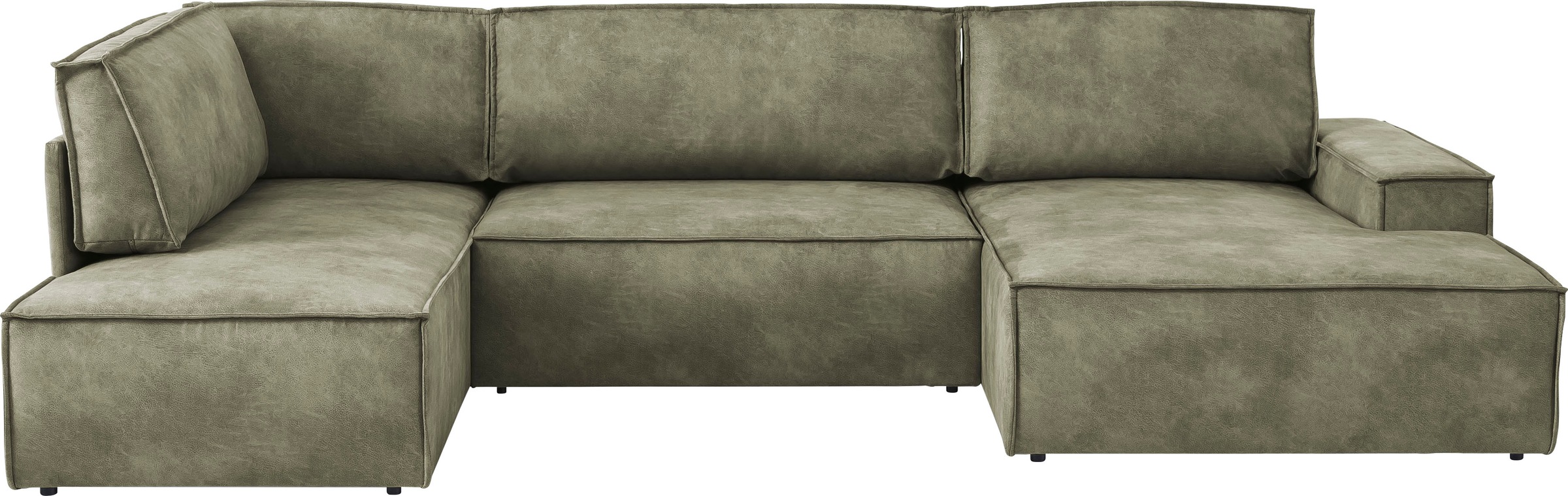Home affaire Wohnlandschaft »SHERWOOD 329 cm, U-Form, Schlafsofa,«, Schlaffunktion m. Bettkasten (194x139 cm), Cord, Vintage, Samtvelours