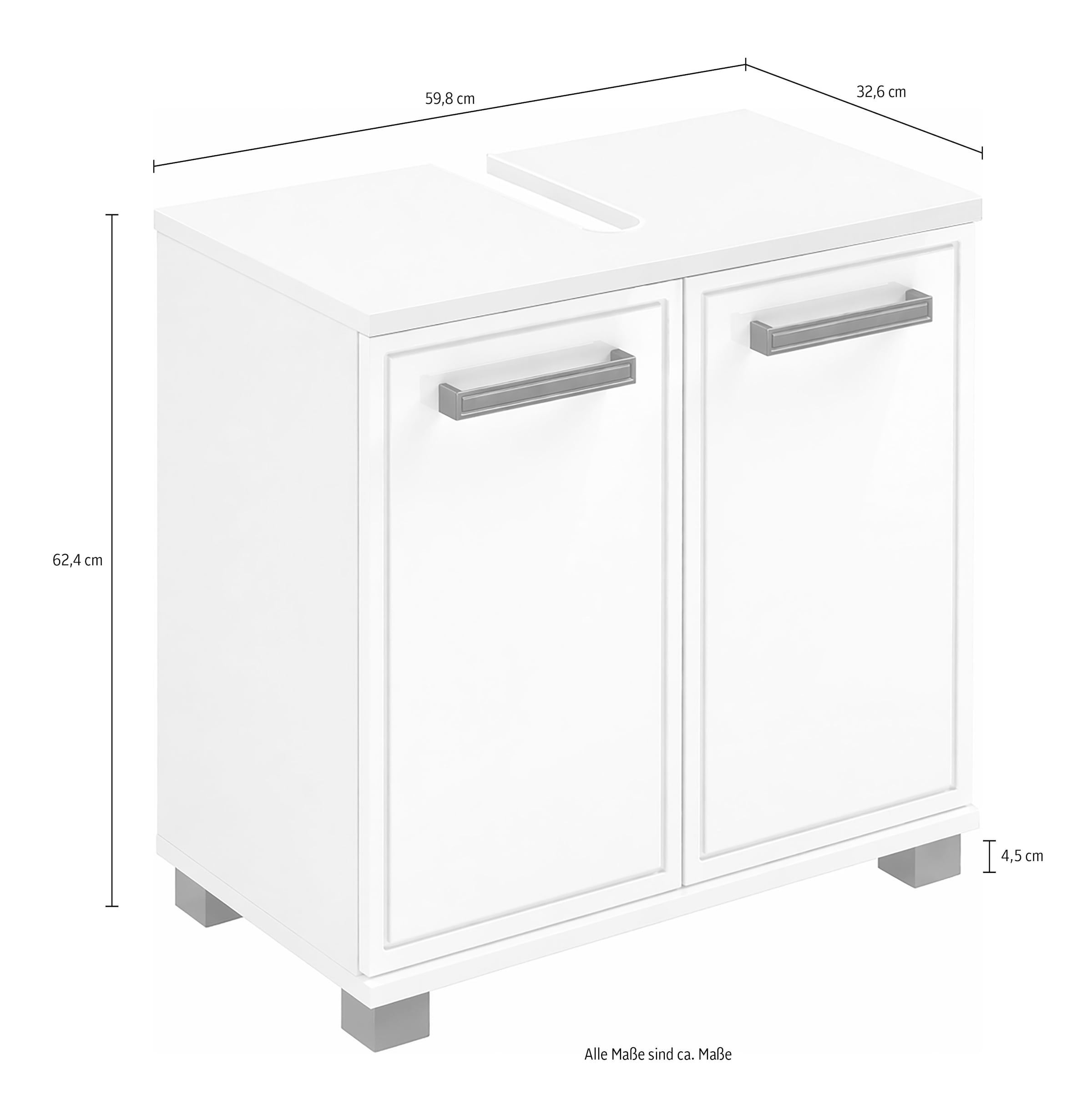Schildmeyer Waschbeckenunterschrank »ADANA, Breite 59,8 cm, 2 Türen, Siphonausschnitt, MADE IN GERMANY« 1 Stk. tlg. tiefgezogene MDF-Fronten mit umlaufender Rahmenprägung,MADE IN GERMANY