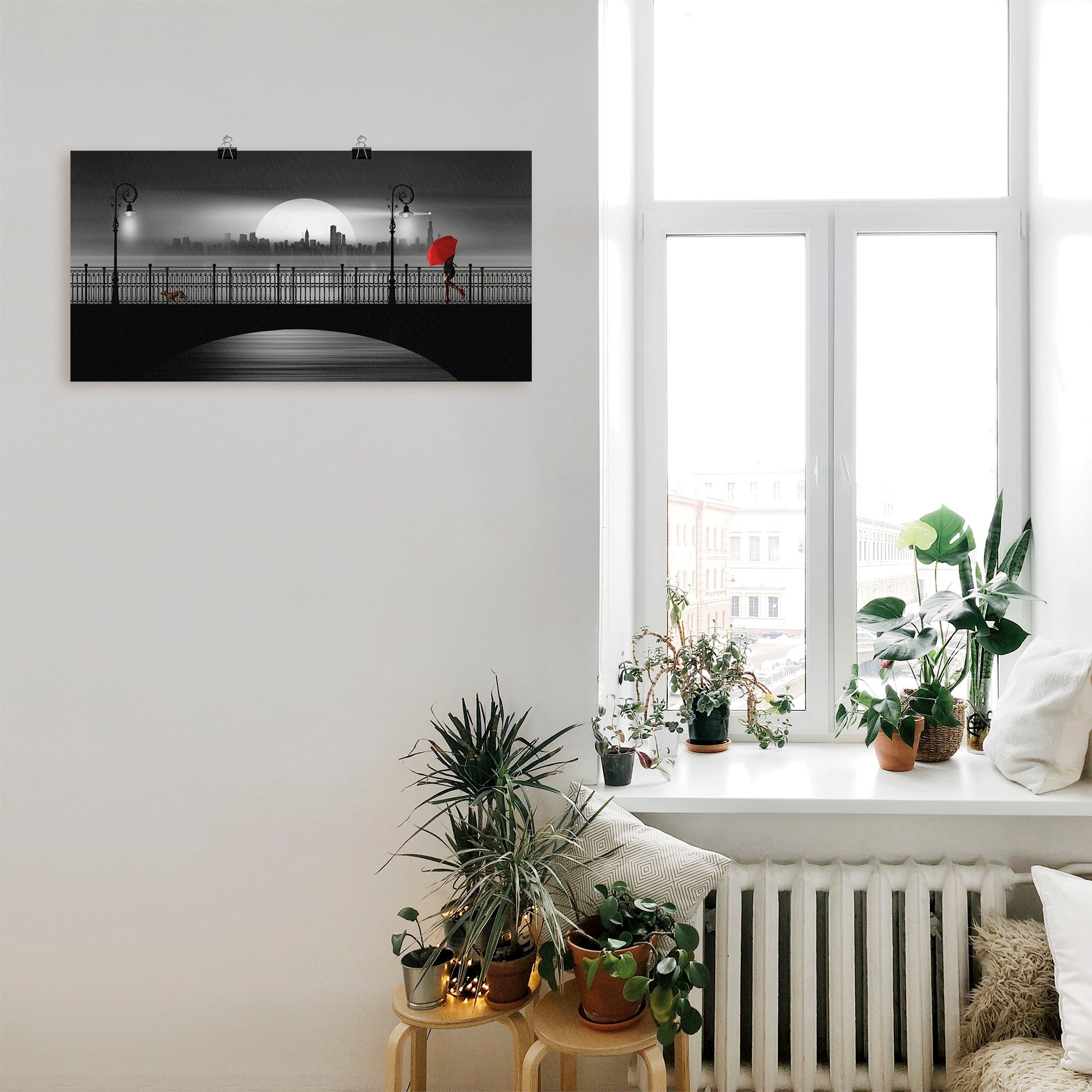 Artland Wandbild »Die Brücke im Regen«, Brücken, (1 St.), als Leinwandbild, Poster in verschied. Größen