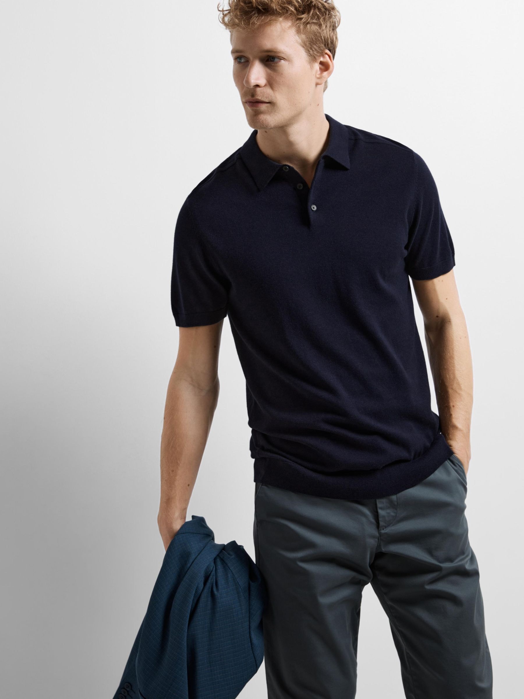 SELECTED HOMME Poloshirt "SLHBERG SS KNIT POLO NOOS" günstig online kaufen