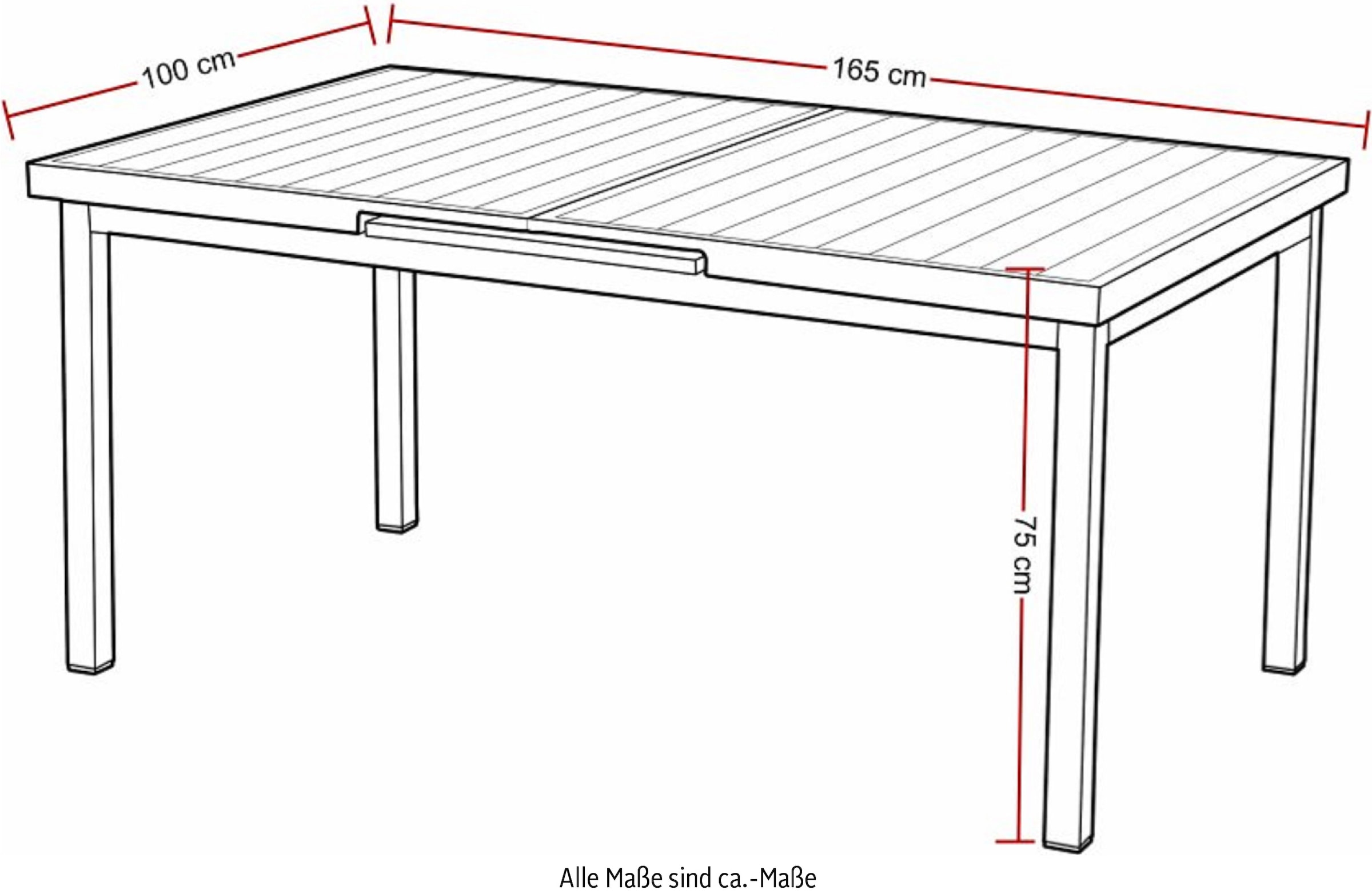 Destiny Garten-Essgruppe »MODENA IMOLA«, (5 tlg., 4x Sessel, 1x Tisch), Aluminium, Olefin, Polywood