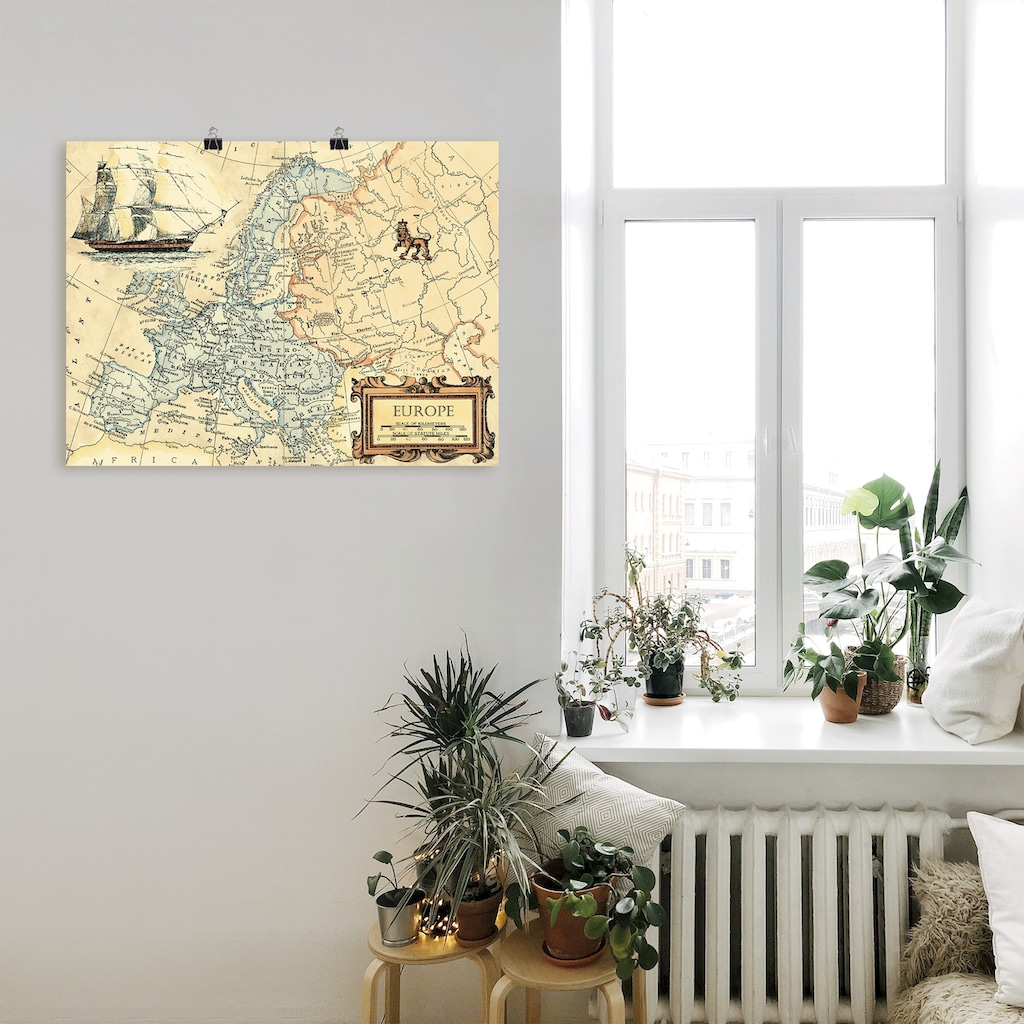 Artland Wandbild »Europakarte«, Landkarten, (1 St.)