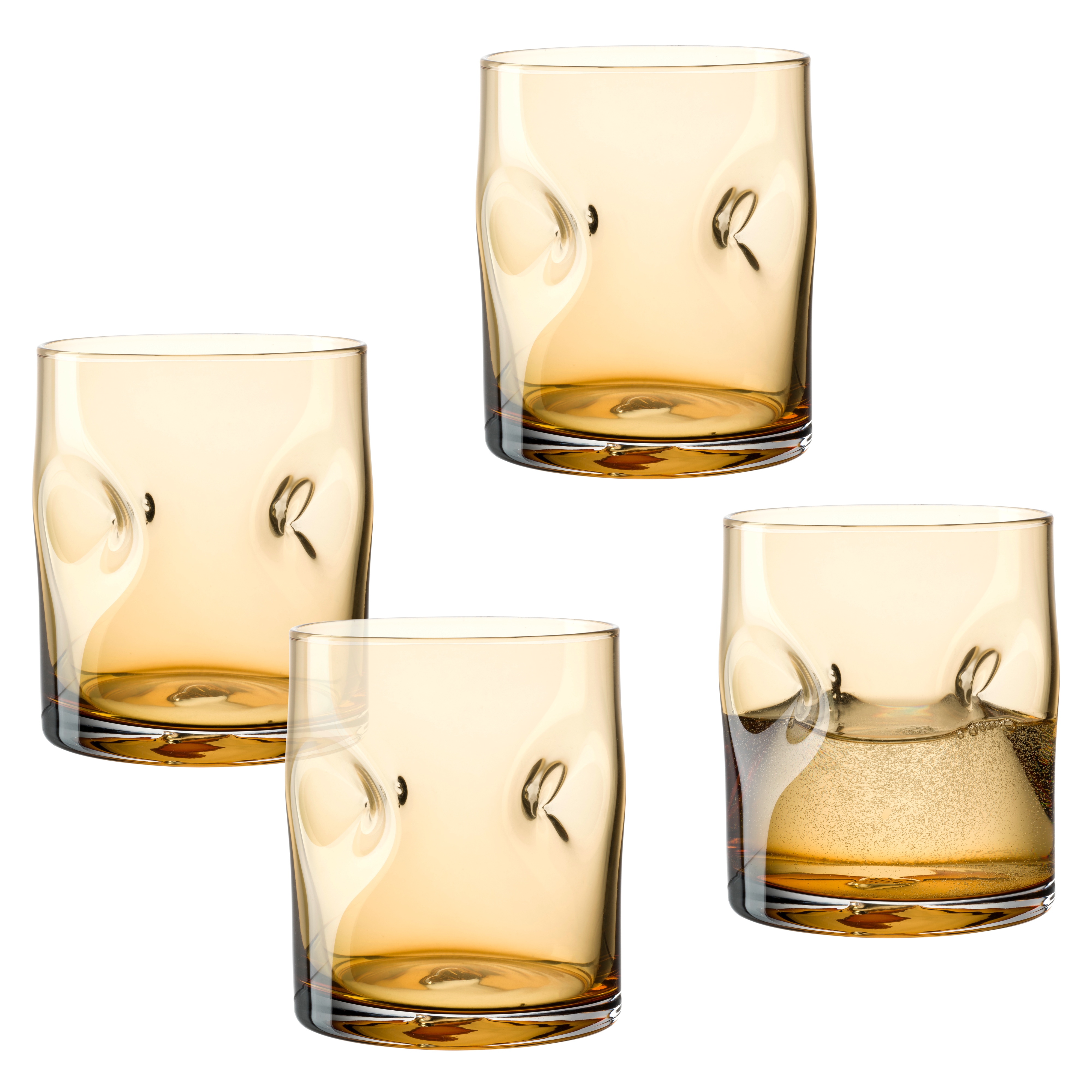 LEONARDO Gläser-Set "Trinkglas VESUVIO, 300 ml, 4er-Set" konische Form, markantes Design - mit Einquetschungen