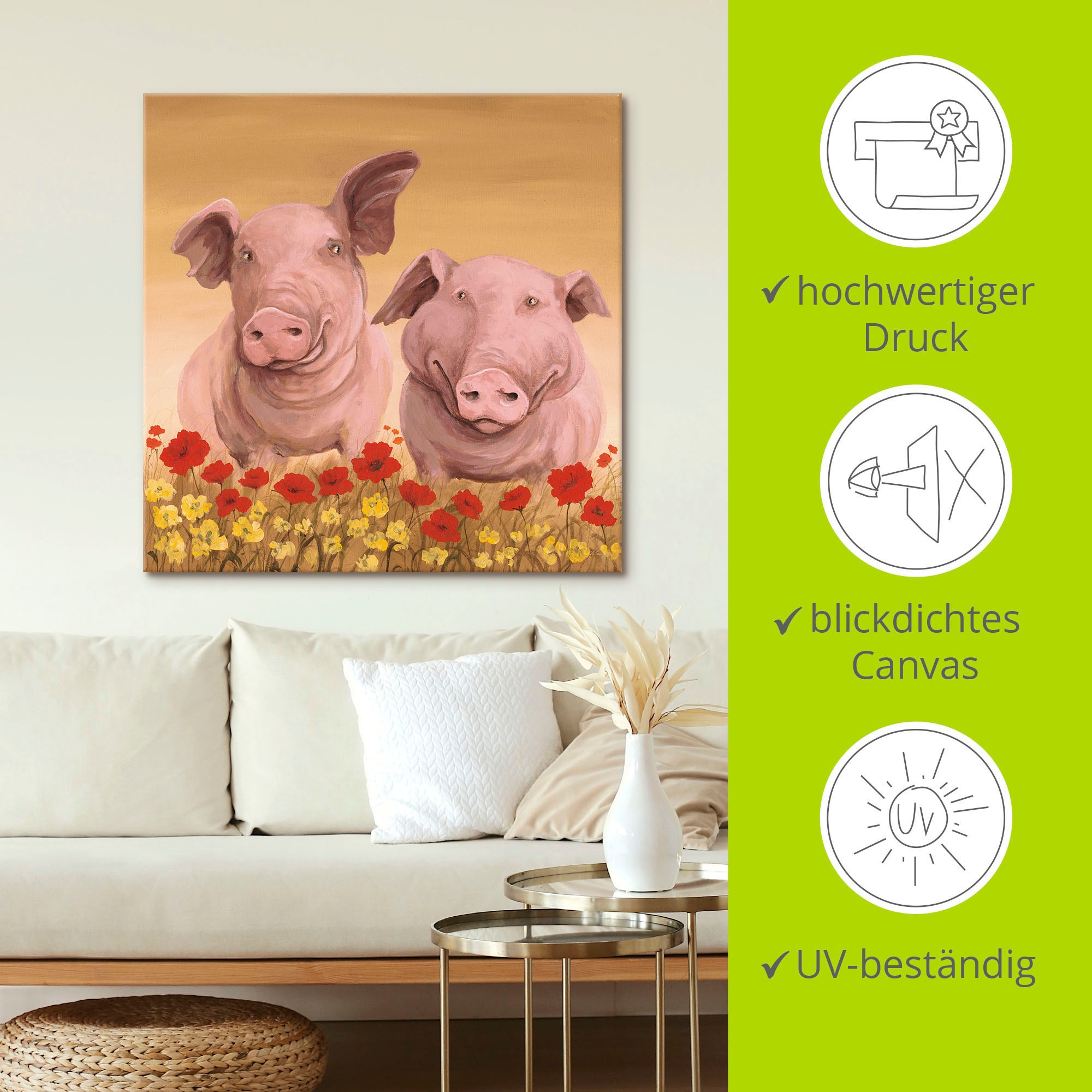 Artland Leinwandbild »Schweine«, Haustiere, (1 St.), auf Keilrahmen gespannt