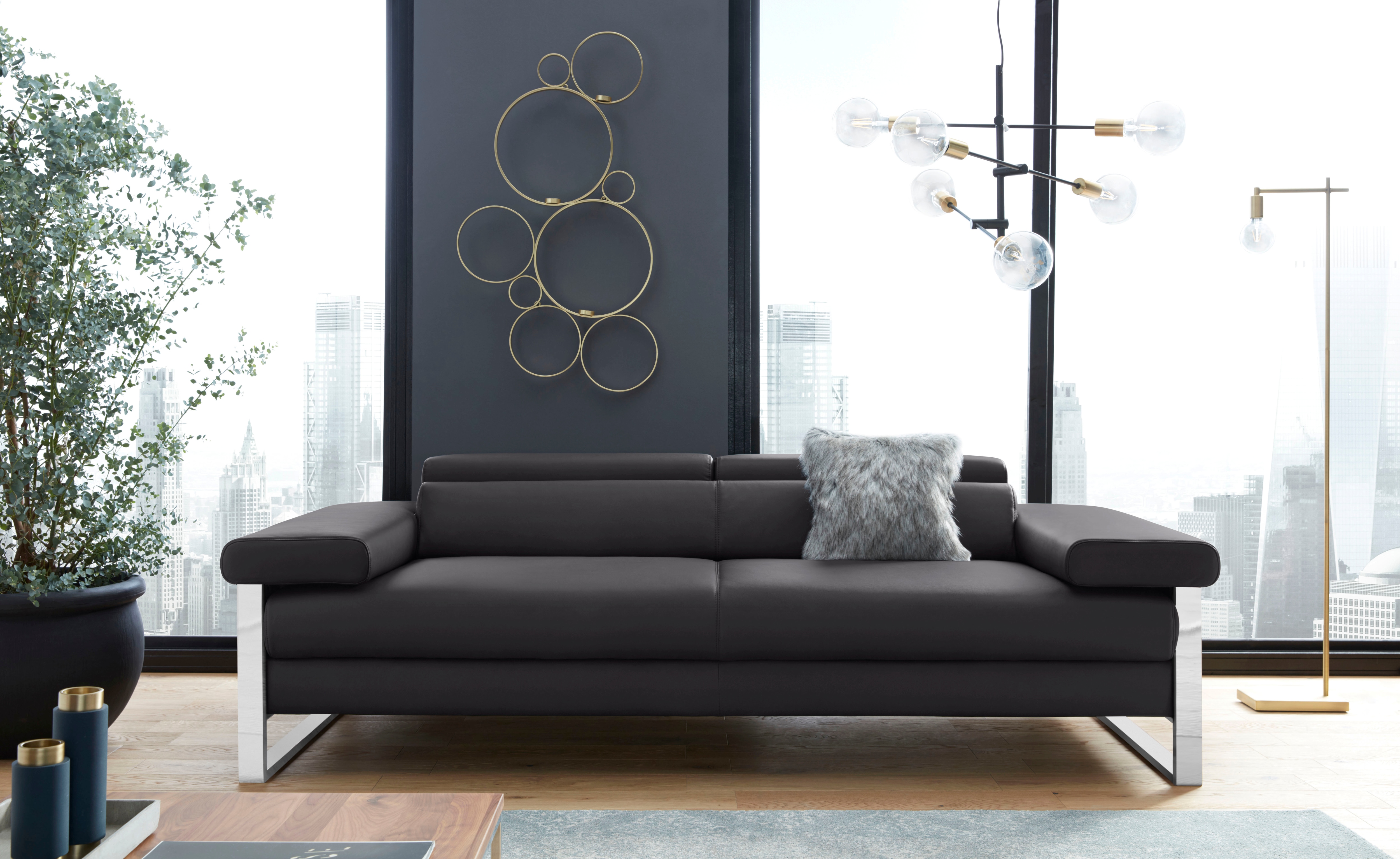W.SCHILLIG 2-Sitzer "finn" German Design Award 2016, Fußgestell Chrom glänzend, Breite 230 cm
