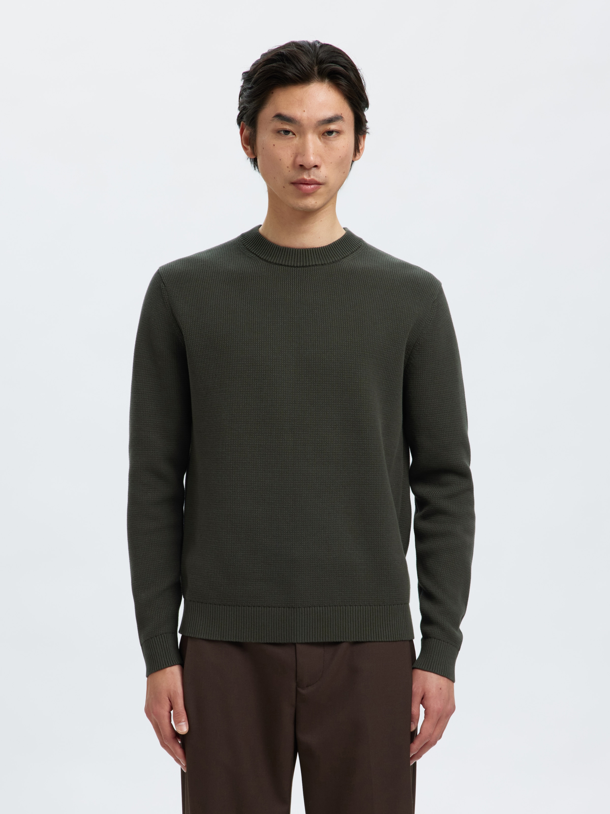 SELECTED HOMME Rundhalspullover "SLHDANE LS KNIT STRUCTURE CREW NECK NOOS" günstig online kaufen