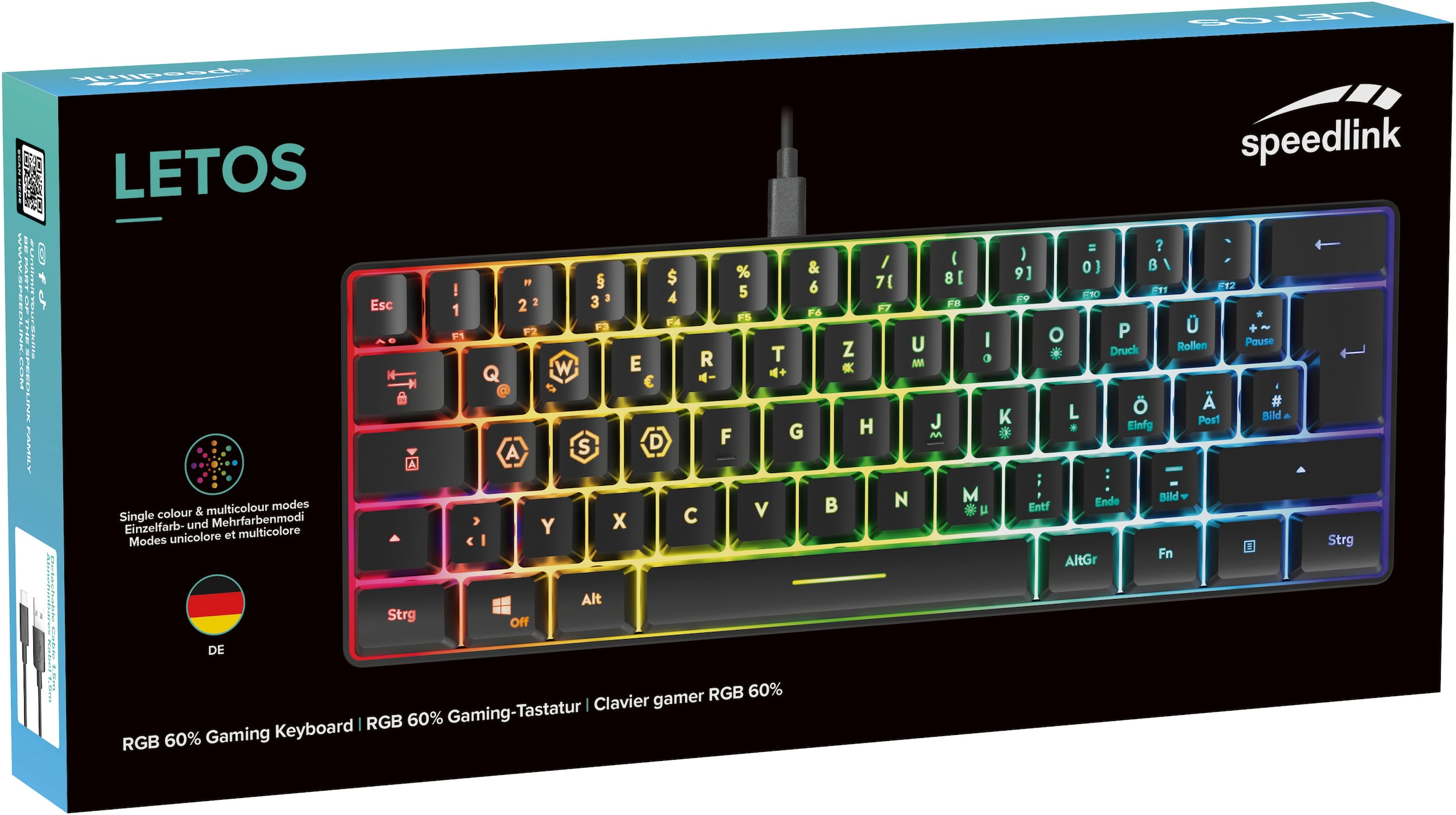 Speedlink Gaming-Tastatur »Letos RGB 60%«, (USB-Anschluss-Anpassbare Höhe)