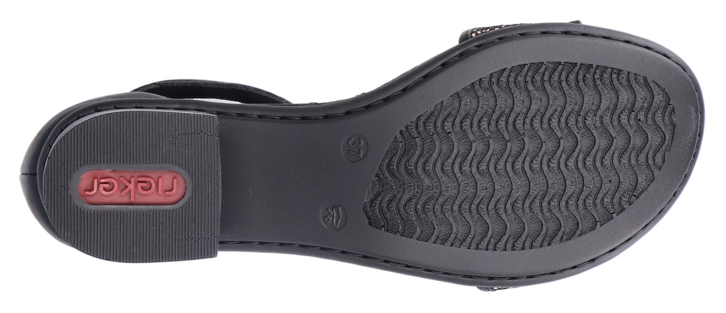 Rieker Sandalette, Sommerschuh, Sandale, Blockabsatz, mit Zierschließe am Klettriemchen