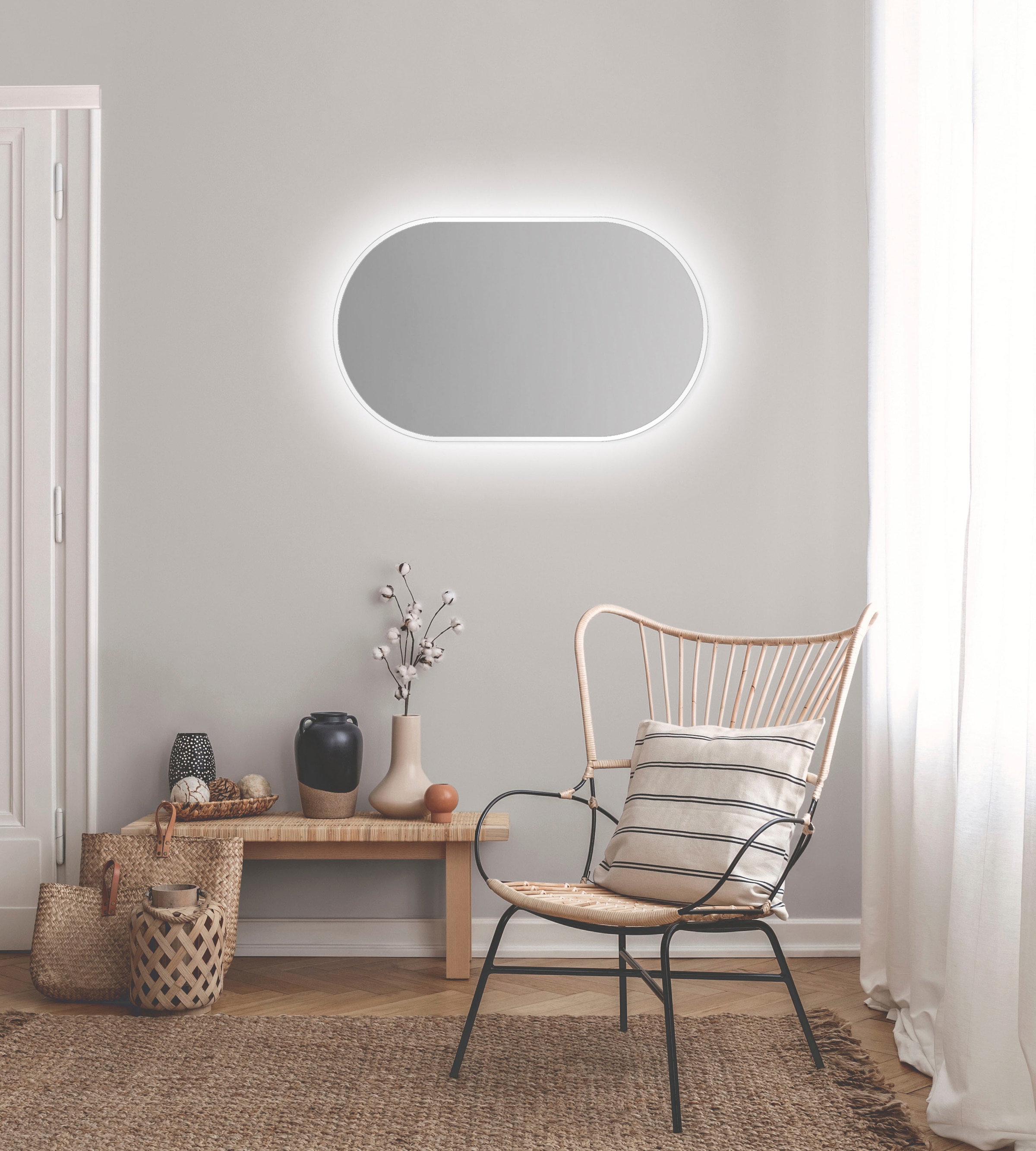 Talos Dekospiegel "LED Design Spiegel oval weiß, 45x75 cm" LED Beleuchtung günstig online kaufen