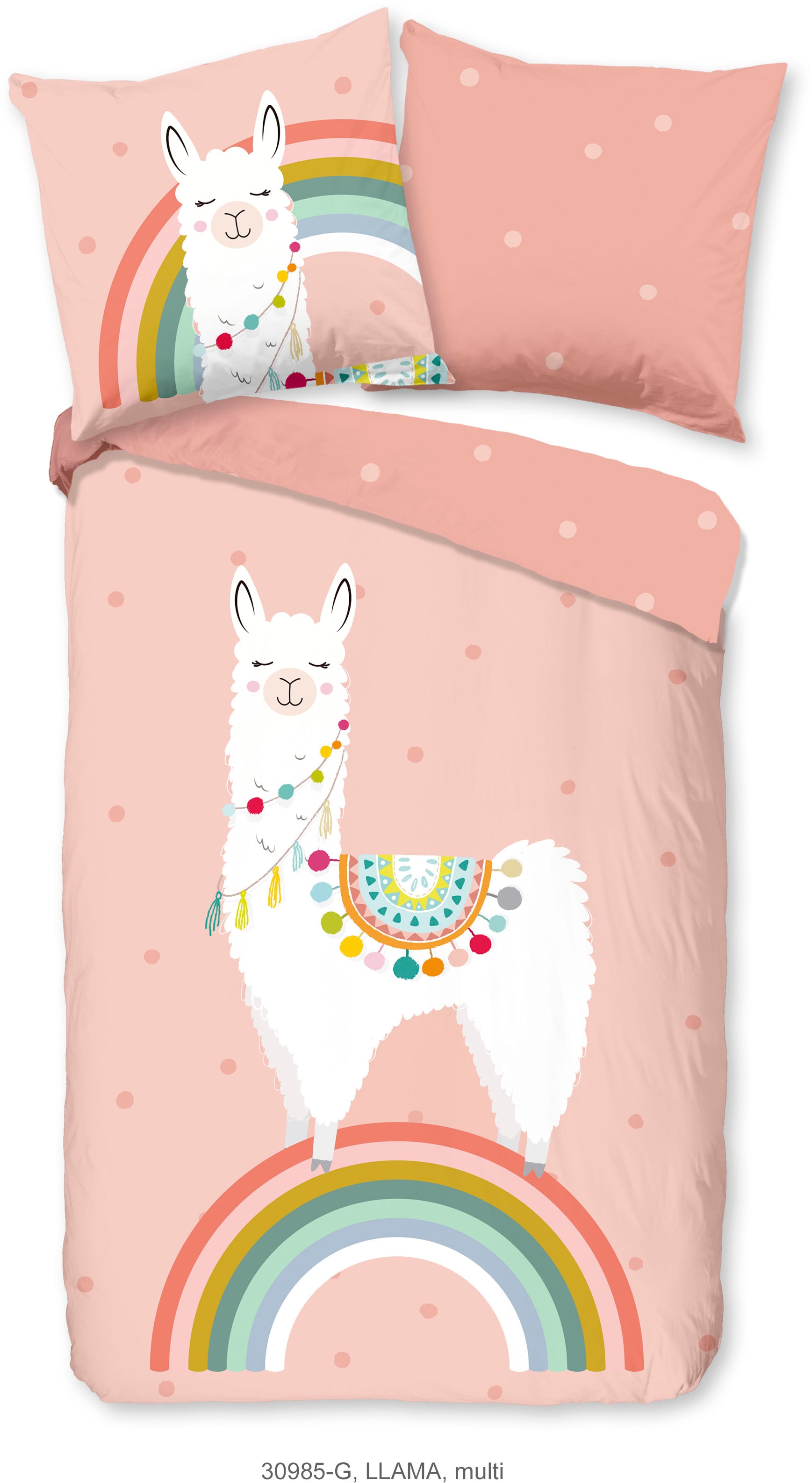 good morning Kinderbettwäsche »Llamaa«, Baumwolle, 135x200, Reißverschluss, Wende, Kind, Mädchen, Lama, Rosa