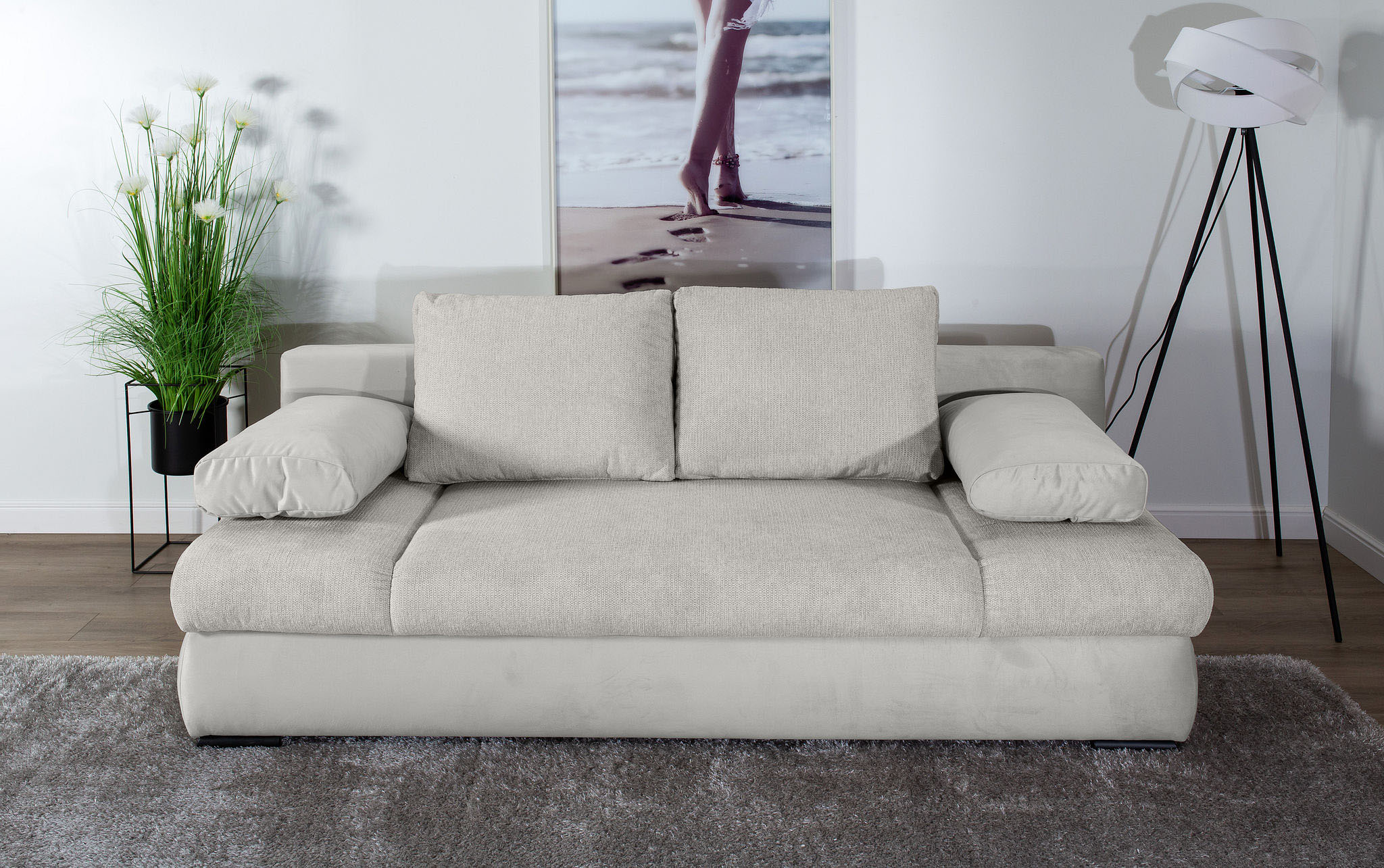 COLLECTION AB 1100000002199 "Chicago, B: 200 cm, Liegefl. 146x200 cm" Schlaffunktion, Bettkasten & 2 Armlehnenkissen, Federkern