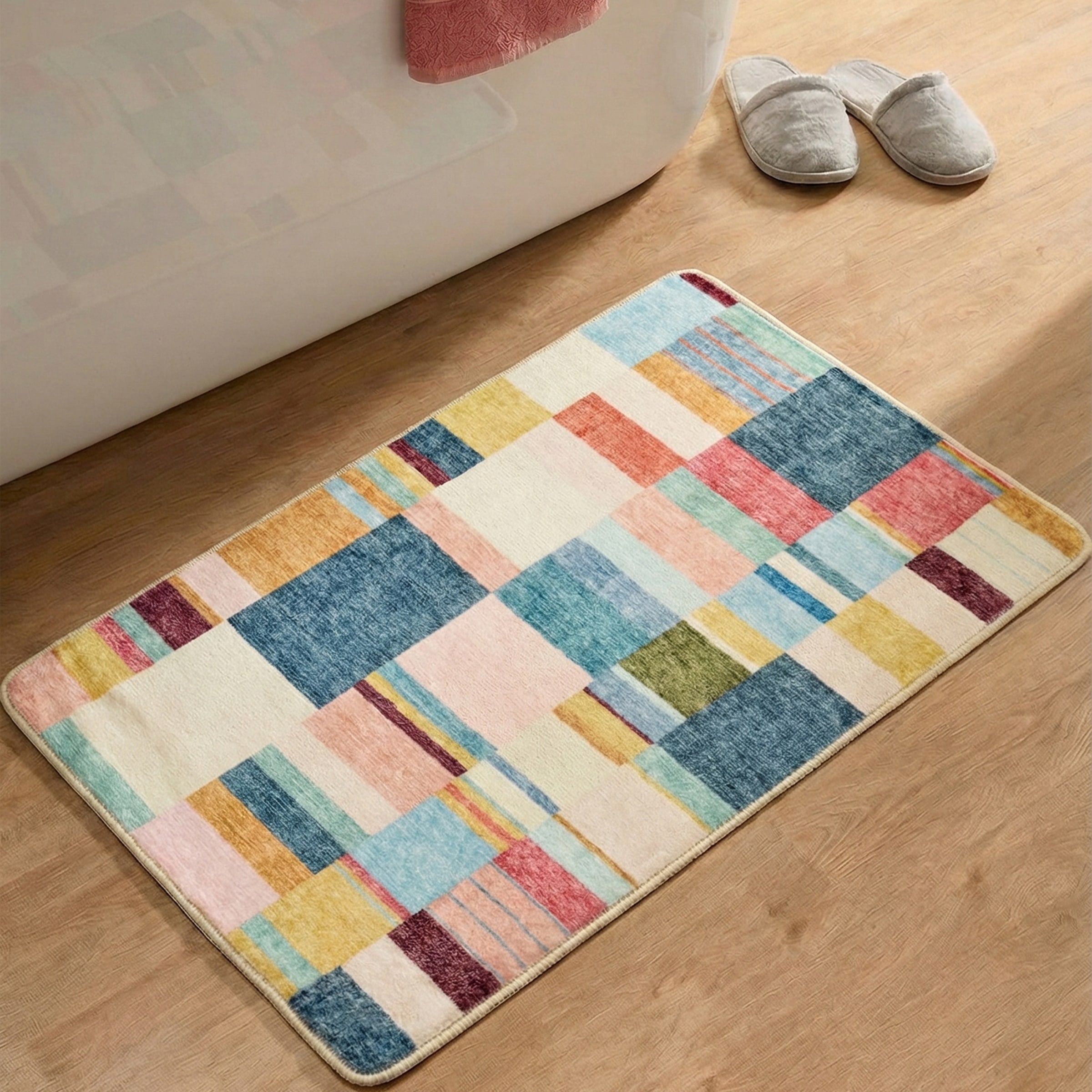 Gino Falcone Badematte "Aquata GF-167, Badvorleger, Badezimmer Teppich" Höhe 7 mm rutschhemmend beschichtet fußbodenheizungsgeeignet Badteppich, bedruckt, gestreift, modernes Design, rechteckig