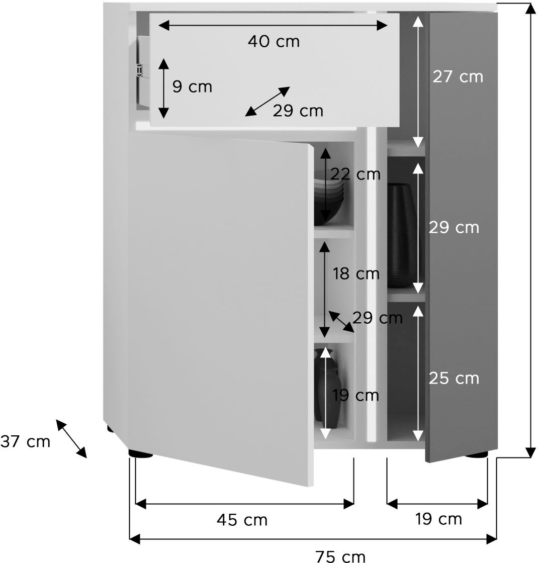 ca. | (1 Breite »Gravit«, Schuhschrank INOSIGN BAUR St.), 75 cm