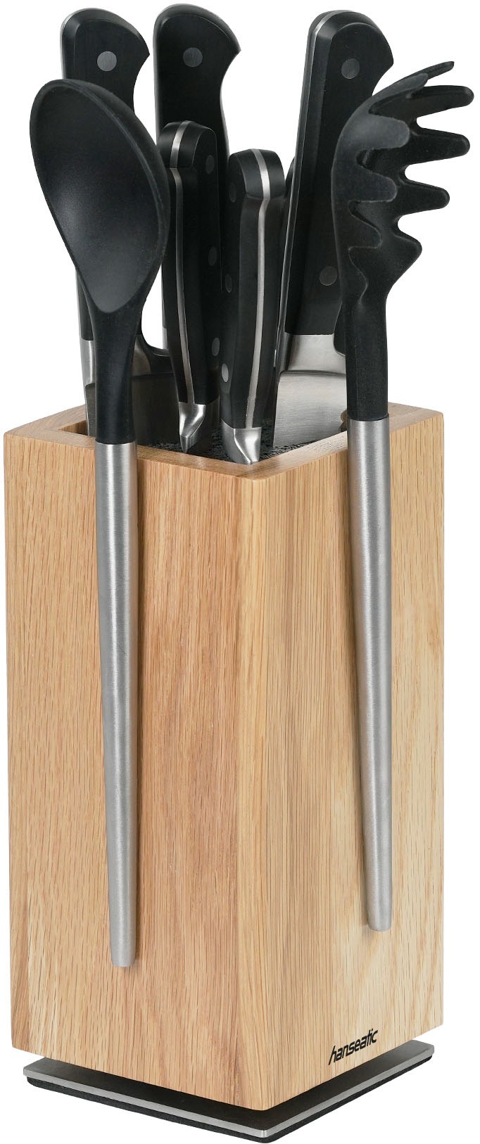 Hanseatic Magnet-Messerblock »hanseatic PREMIUM, aus Holz, Messerblock Set, 6-tlg.« 6 Stk. elegantes Design, herausnehmbarer Borsteneinsatz, 360-Grad-drehbar