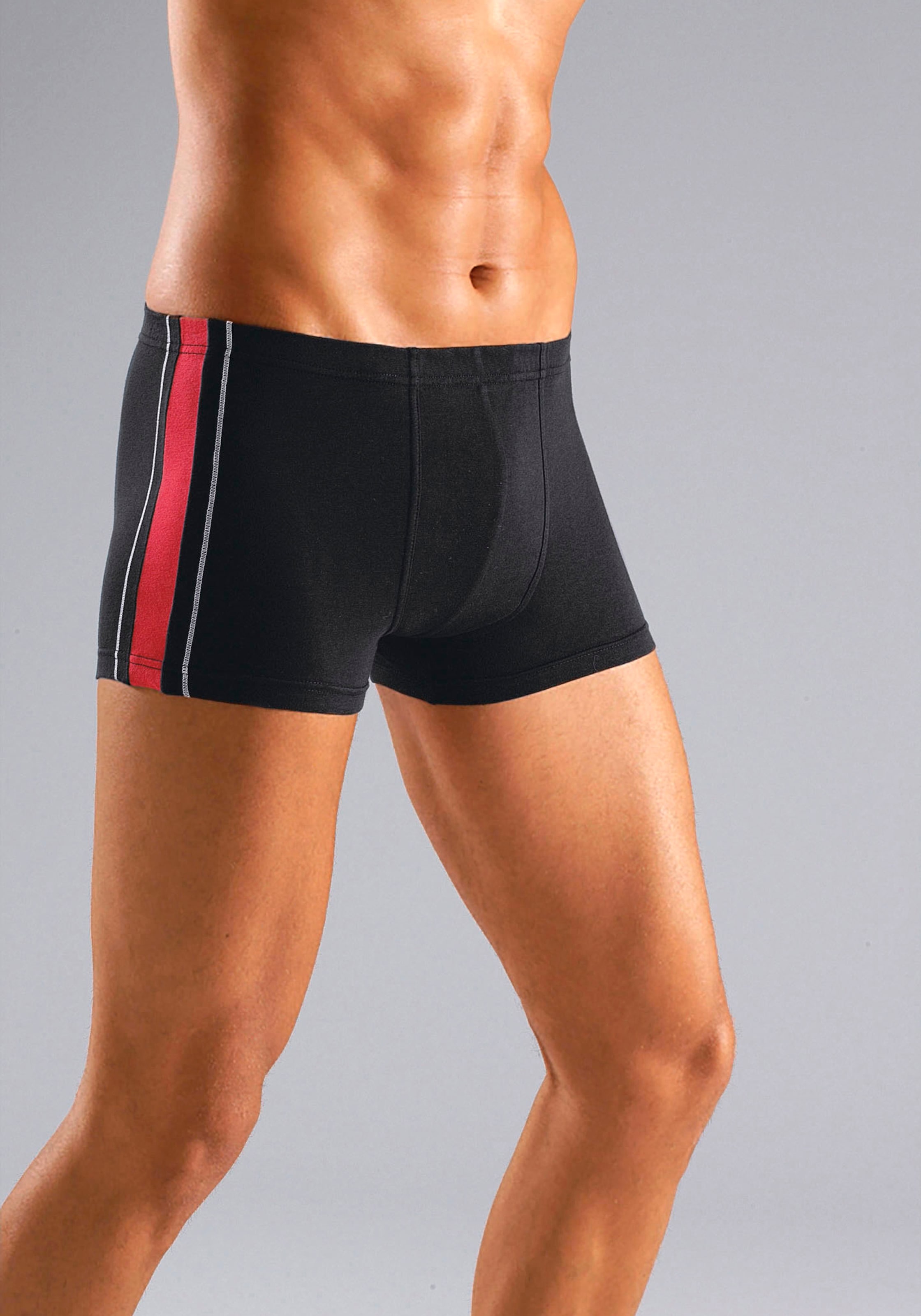 AUTHENTIC UNDERWEAR Boxer »Boxershorts für Herren« Packung, 4 Stk. mit kontrastfarbigen Streifen seitlich