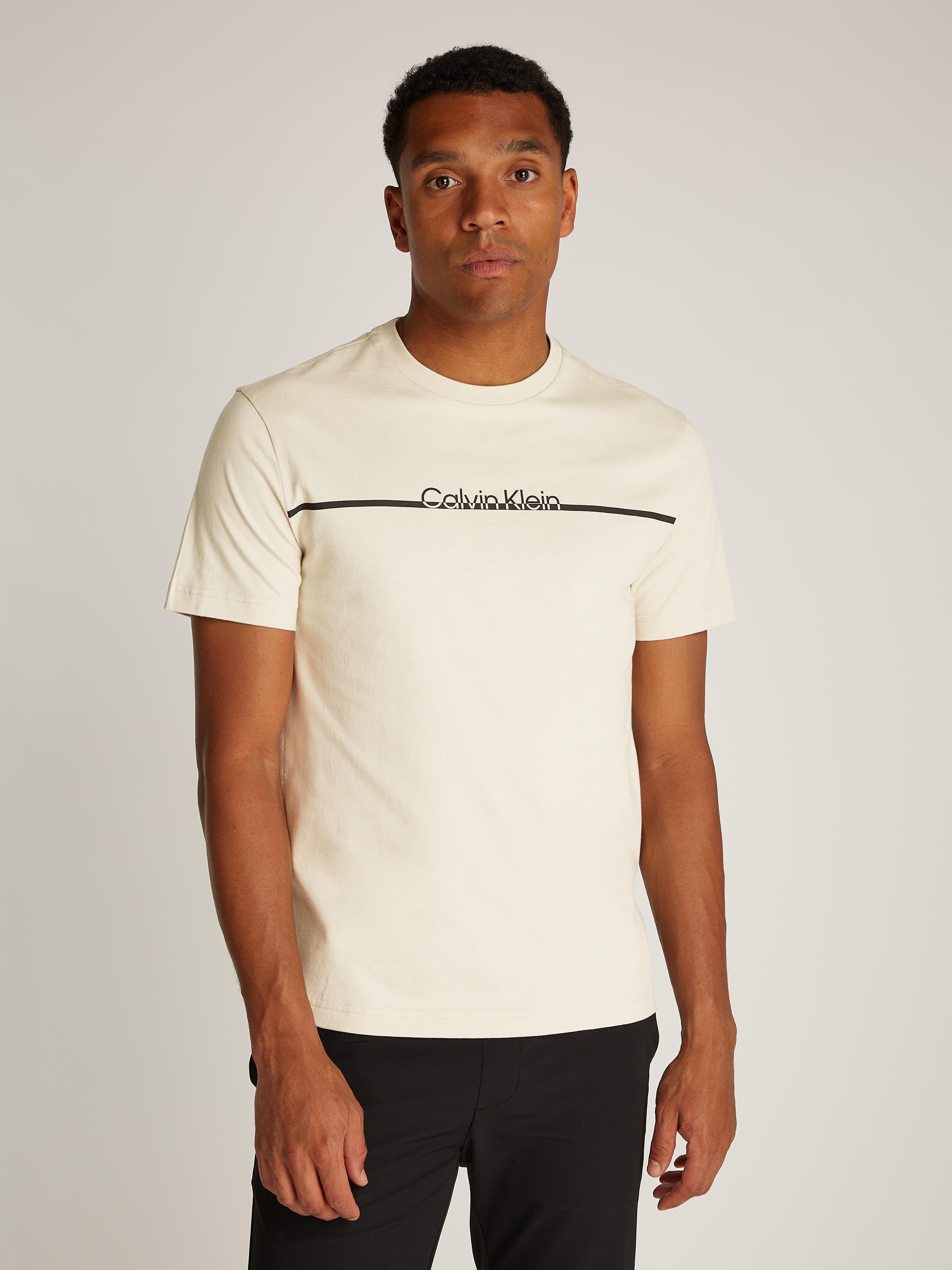 Calvin Klein Rundhalsshirt "SPLIT LINE LOGO T-SHIRT", mit Logoprint