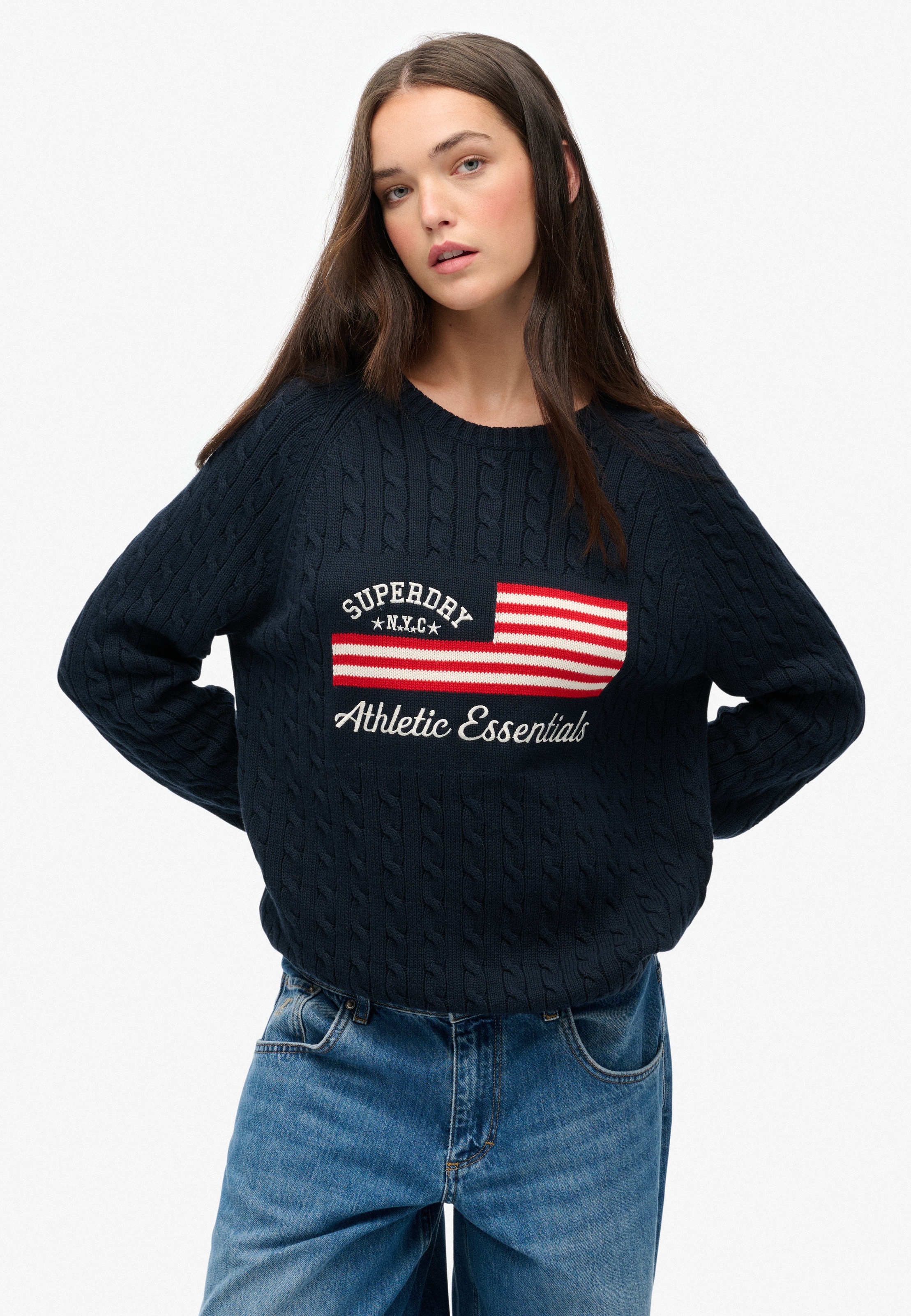 Superdry Strickpullover "SLOUCHY CABLE FLAG KNIT" günstig online kaufen