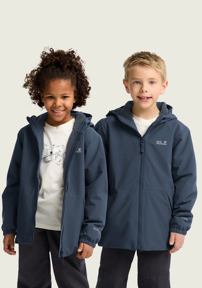 Winterjacke JACK WOLFSKIN "SNOW DAYS JKT KIDS", Kinder, Gr. 152, blau (midnightsky), Oberstoff: 100% POLYESTER. Kontrastmaterial 1: 100% POLYESTER. Füllung 1: 100% POLYESTER. Futter 1: 100% POLYESTER, Jacken Winterjacke