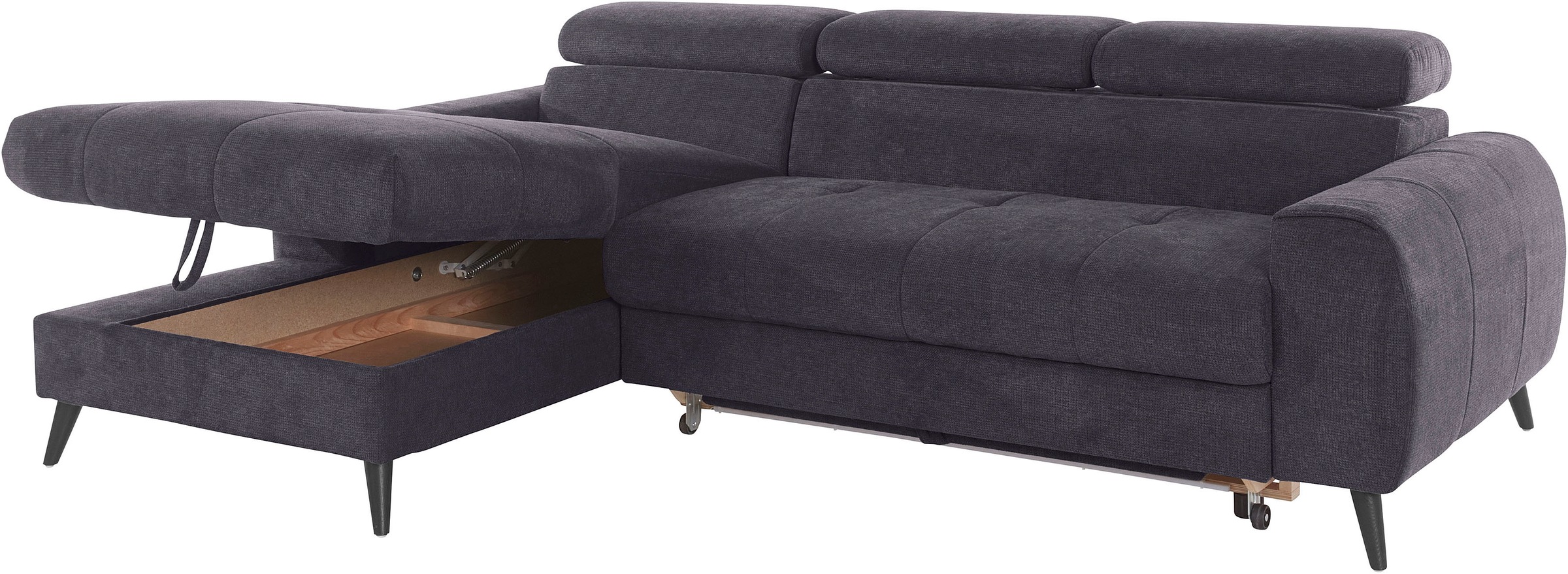 COTTA Ecksofa »Mia L-Form mit 3 Zierkissen«, wahlweise mit Bettfunktion, Bettkasten, Beleuchtung & Wireless-Charger