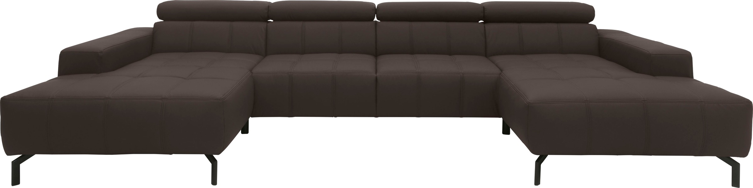 DOMO collection Wohnlandschaft »Cunelli tolle Sitznähte als Designelement, fester Sitzkomfort, U-Form«, wahlweise mit Kopfteilverstellung, bodenfrei