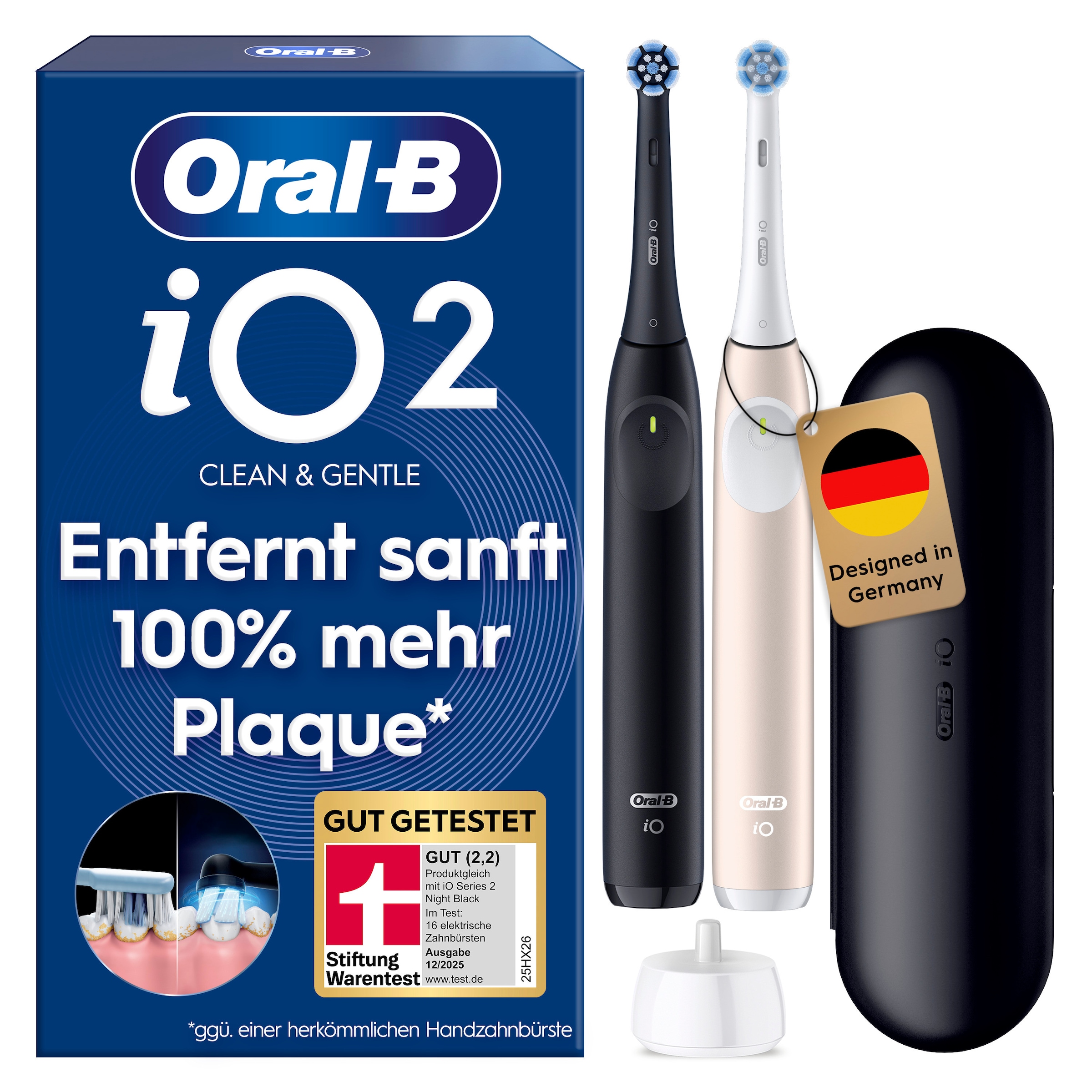 Oral-B Elektrische Zahnbürste »iO Series 2« 2 Stk. Aufsteckbürsten für die sanfte Reinigung, mit 2. Handstück