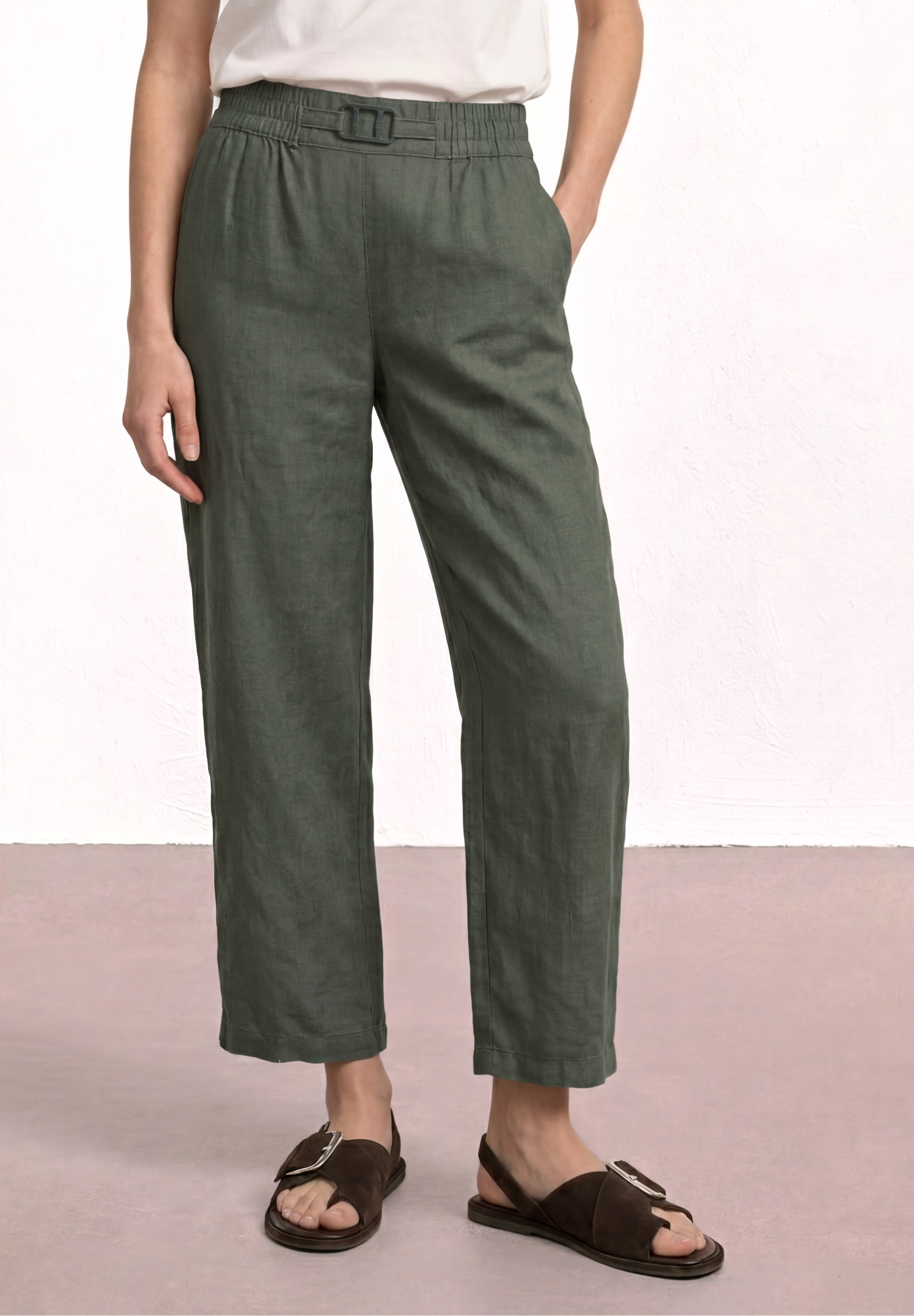 STREET ONE Stoffhose "Style Emee" Leinenhose mit Schnallendetail