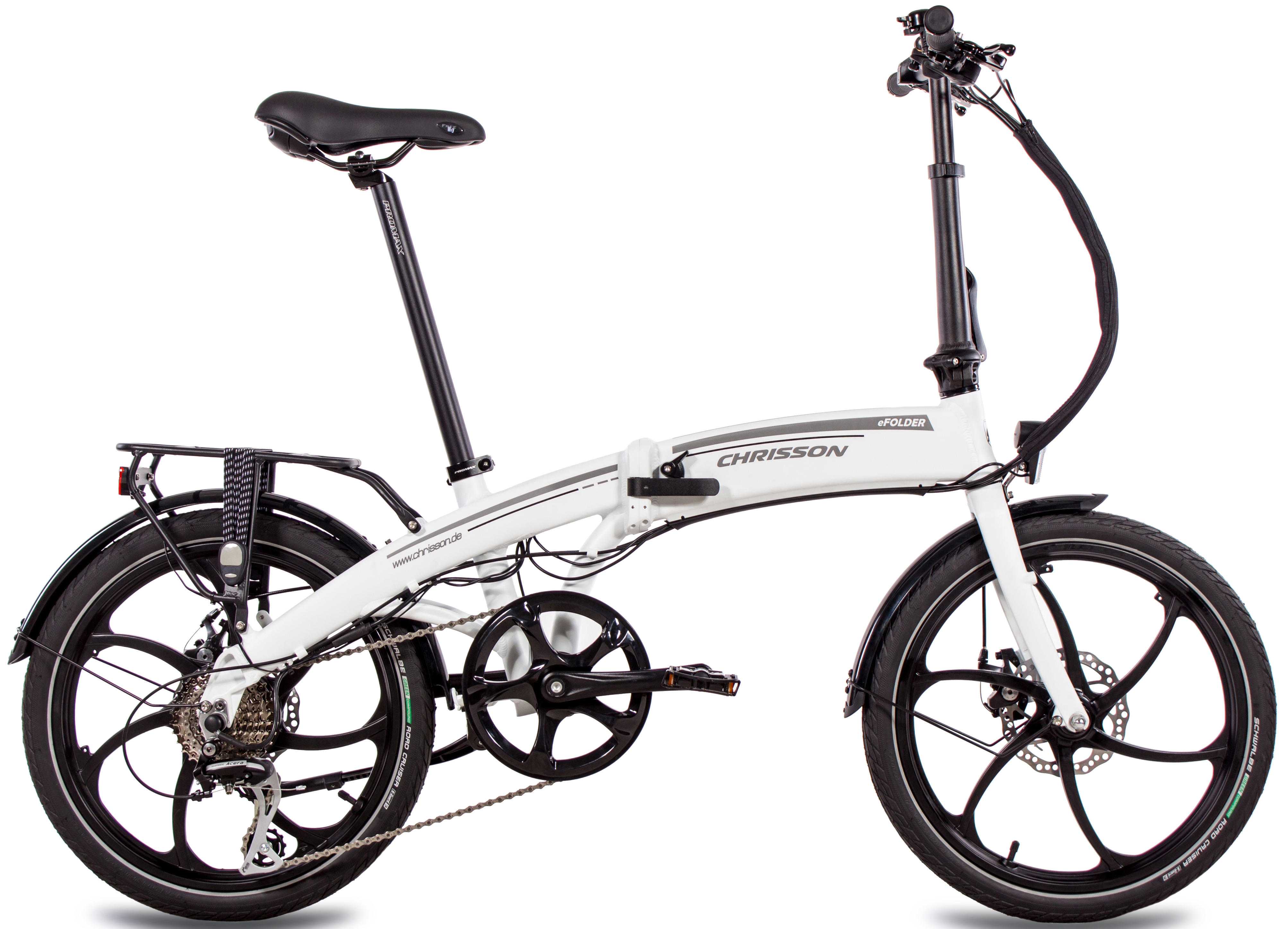 Chrisson E-Bike Efolder, 8 Gang, Shimano, Acera RD-M360, Heckmotor 250 W weiß E-Bikes Fahrräder Zubehör
