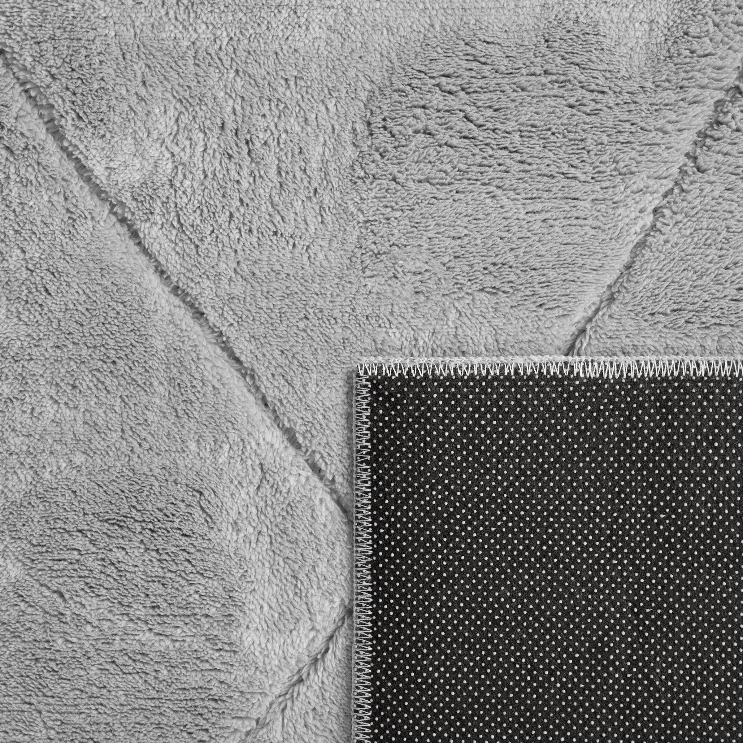 Paco Home Teppich »Utrecht 641«, rechteckig, 4 mm Höhe, Kurzflor, Uni Farben, 3D-Design, Rauten Muster, besonders weich