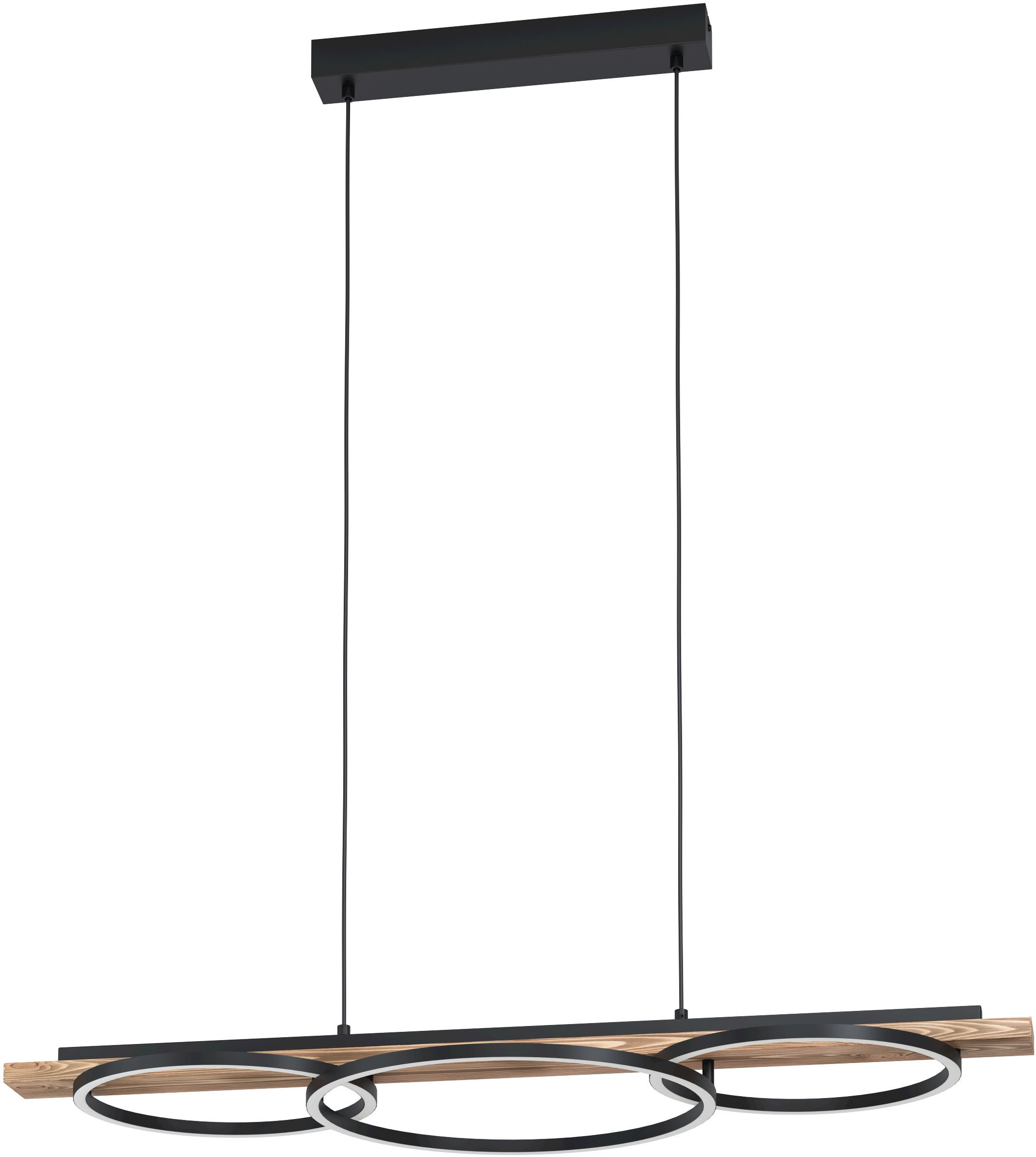 EGLO Hängeleuchte »BOYAL« in schwarz und rustikal aus Stahl, Holz, inkl. LED  fest integriert - 2 x 12,5 Watt und 1 x 15,5 Watt, warmweiß | BAUR