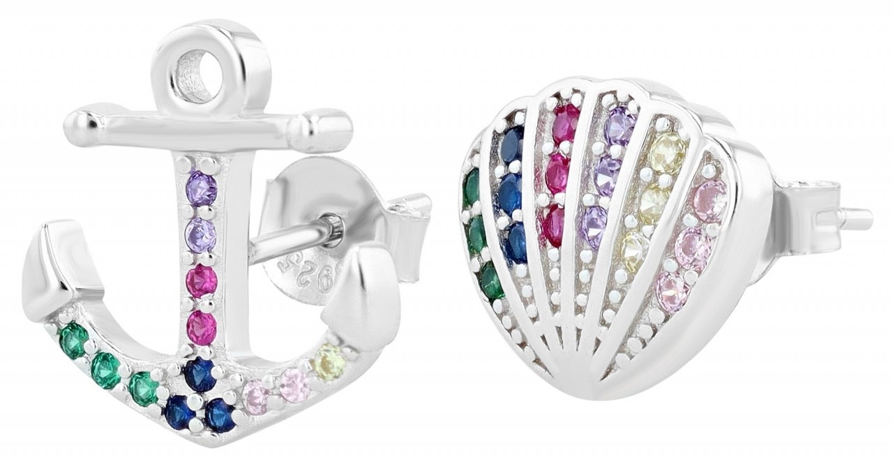 Adelia´s Paar Ohrhänger »Damen Ohrstecker aus 925 Sterling Silber mit Anker und Zirkonia«
