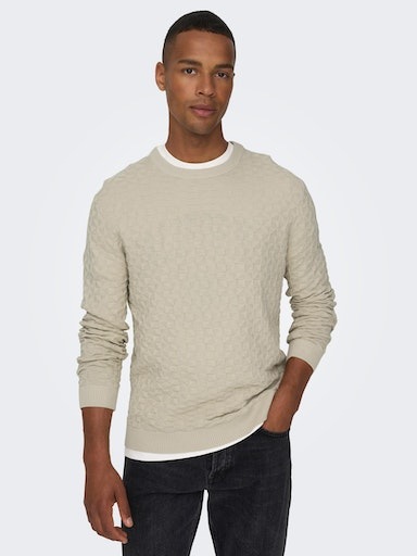 ONLY & SONS Rundhalspullover "ONSKALLE REG 12 STRUC CREW KNIT NOOS" günstig online kaufen