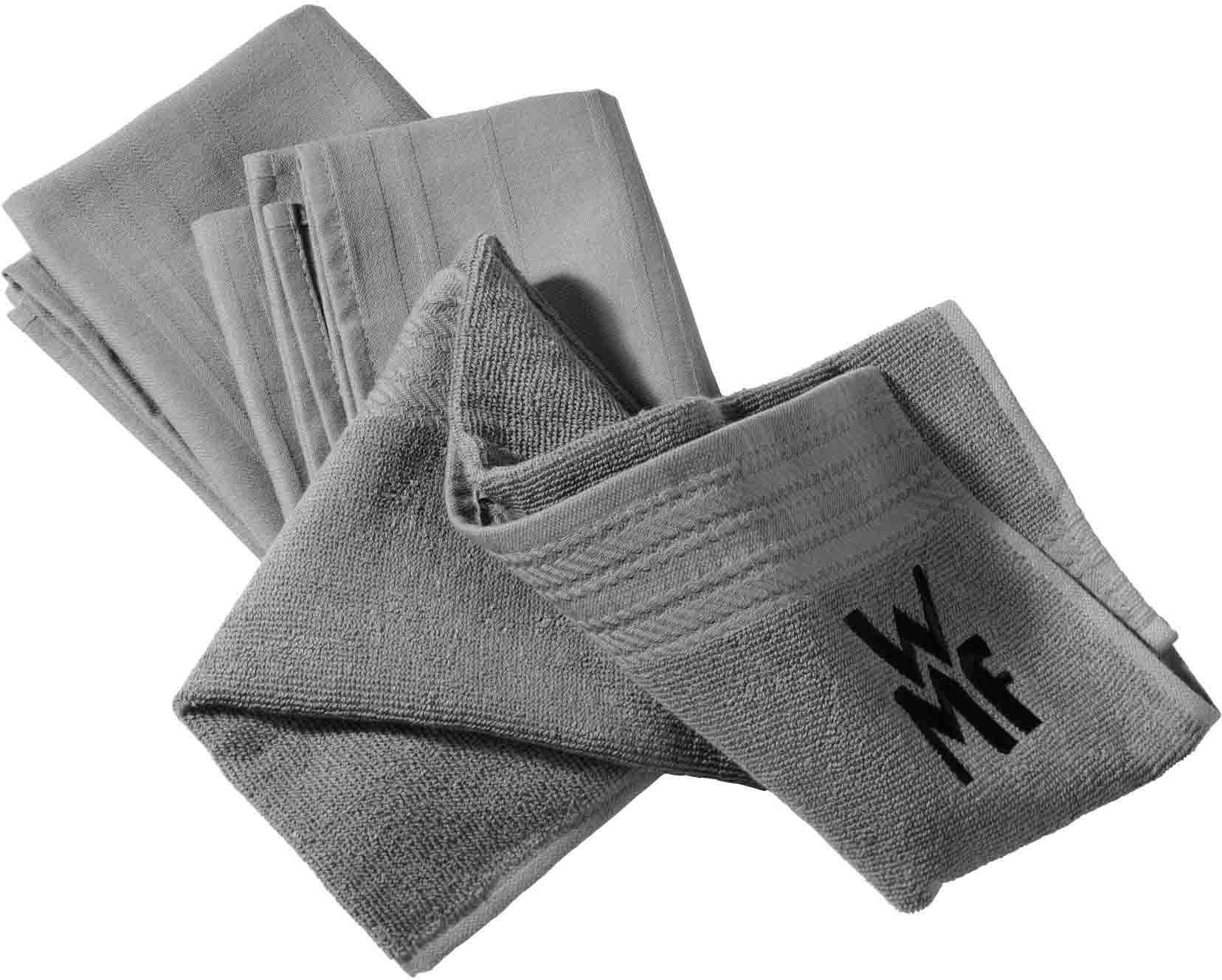 WMF Geschirrtuch, (Set, 3 tlg.), 100% Baumwolle, mit aufgesticktem Logo