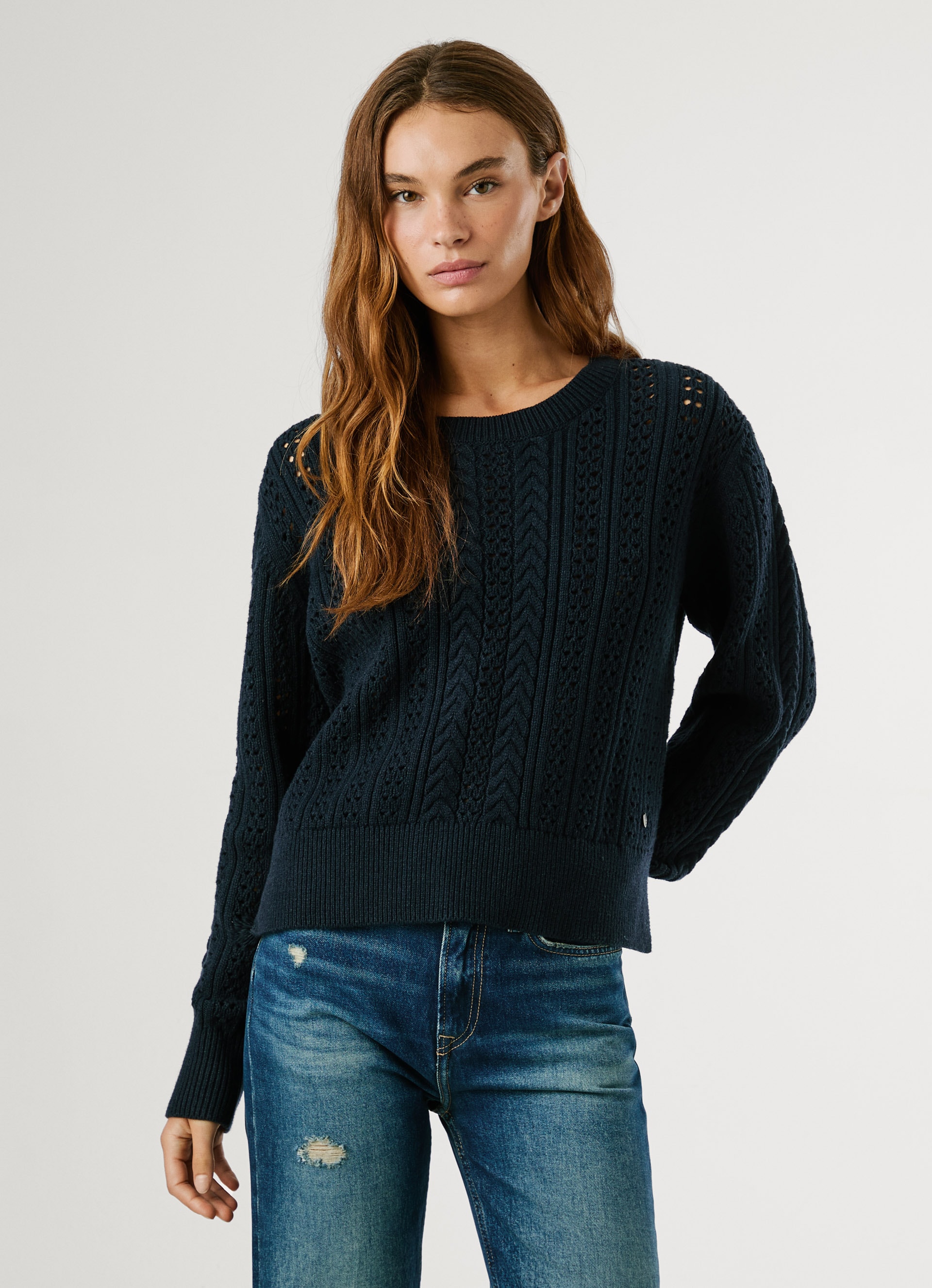 Pepe Jeans Strickpullover "CANDIDE", mit Lochmuster günstig online kaufen