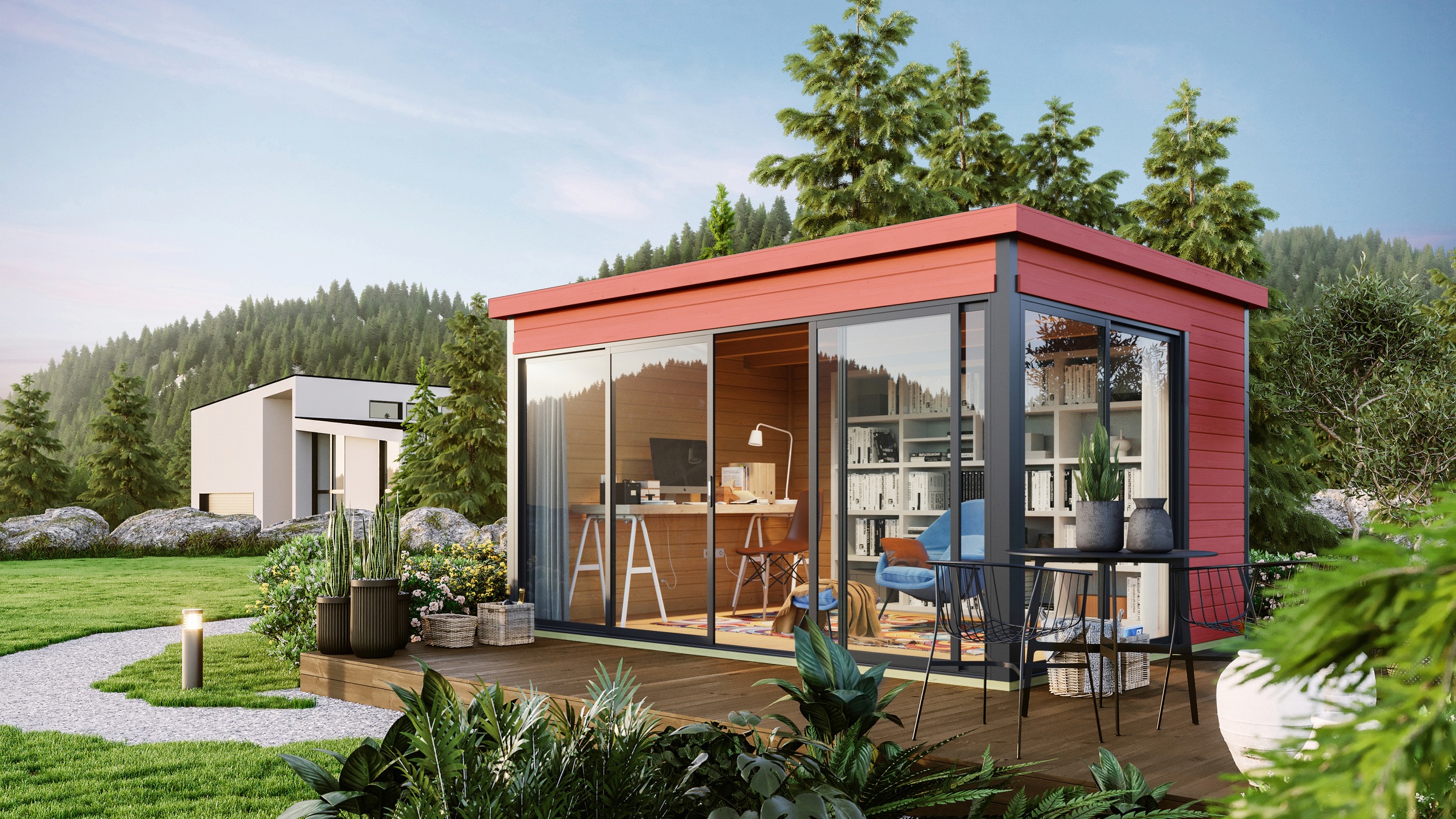 LASITA MAJA Gartenhaus »DOMEO 4 SCHWEDENROT/ANTHRAZIT«, (Set), Fundamentmass 4180 x 3219, Schwedenrot