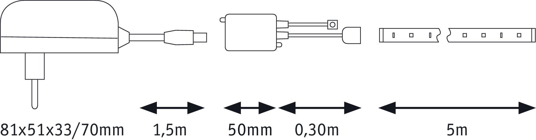 Paulmann LED-Streifen »FN SimpLED Strip«, 1 St.-flammig, Set 5m, RGB 20W,  230/12V, DC, Weiß Metall, Kst bestellen | BAUR